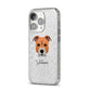 Staffordshire Bull Terrier Personalised iPhone 14 Pro Glitter Tough Case Silver Angled Image