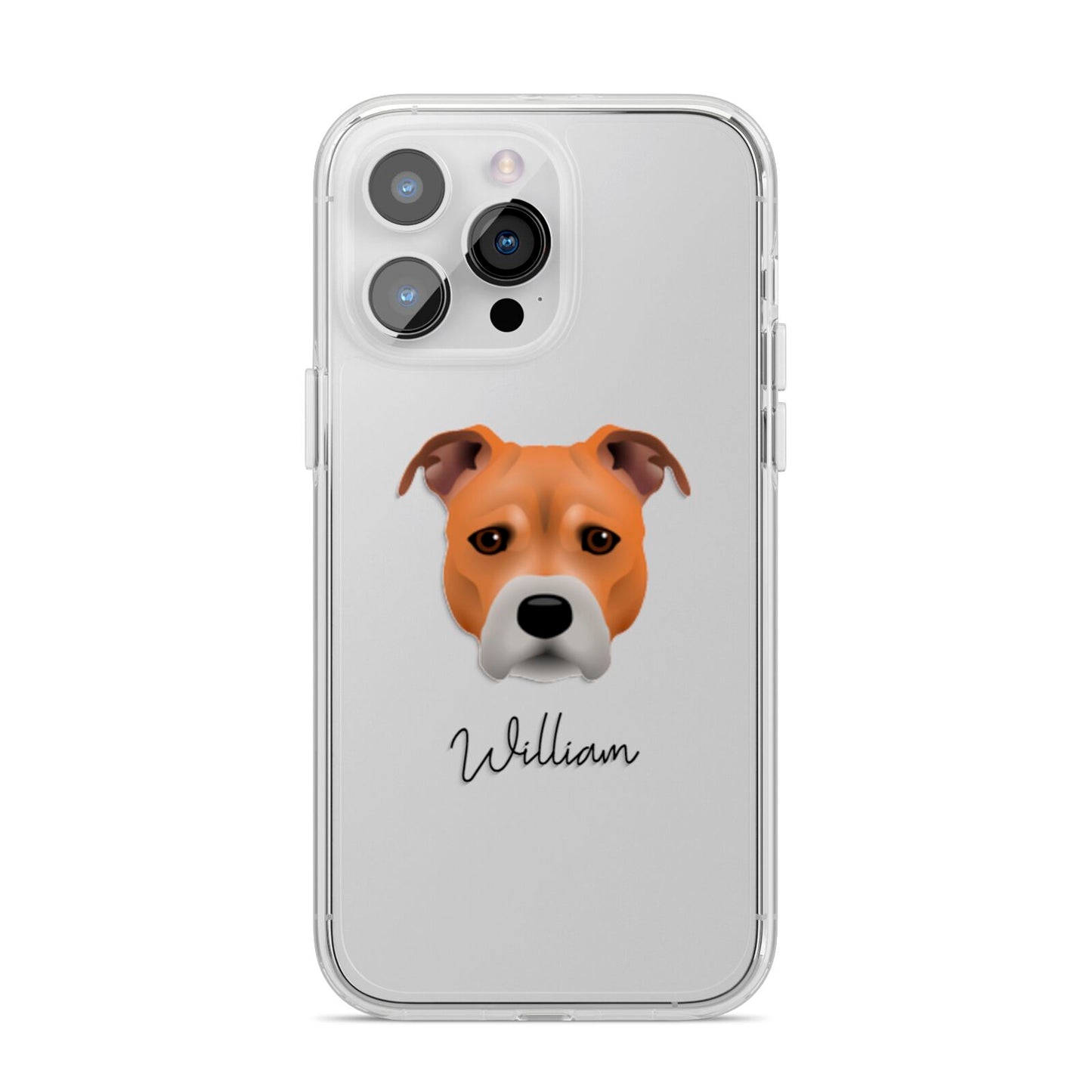 Staffordshire Bull Terrier Personalised iPhone 14 Pro Max Clear Tough Case Silver
