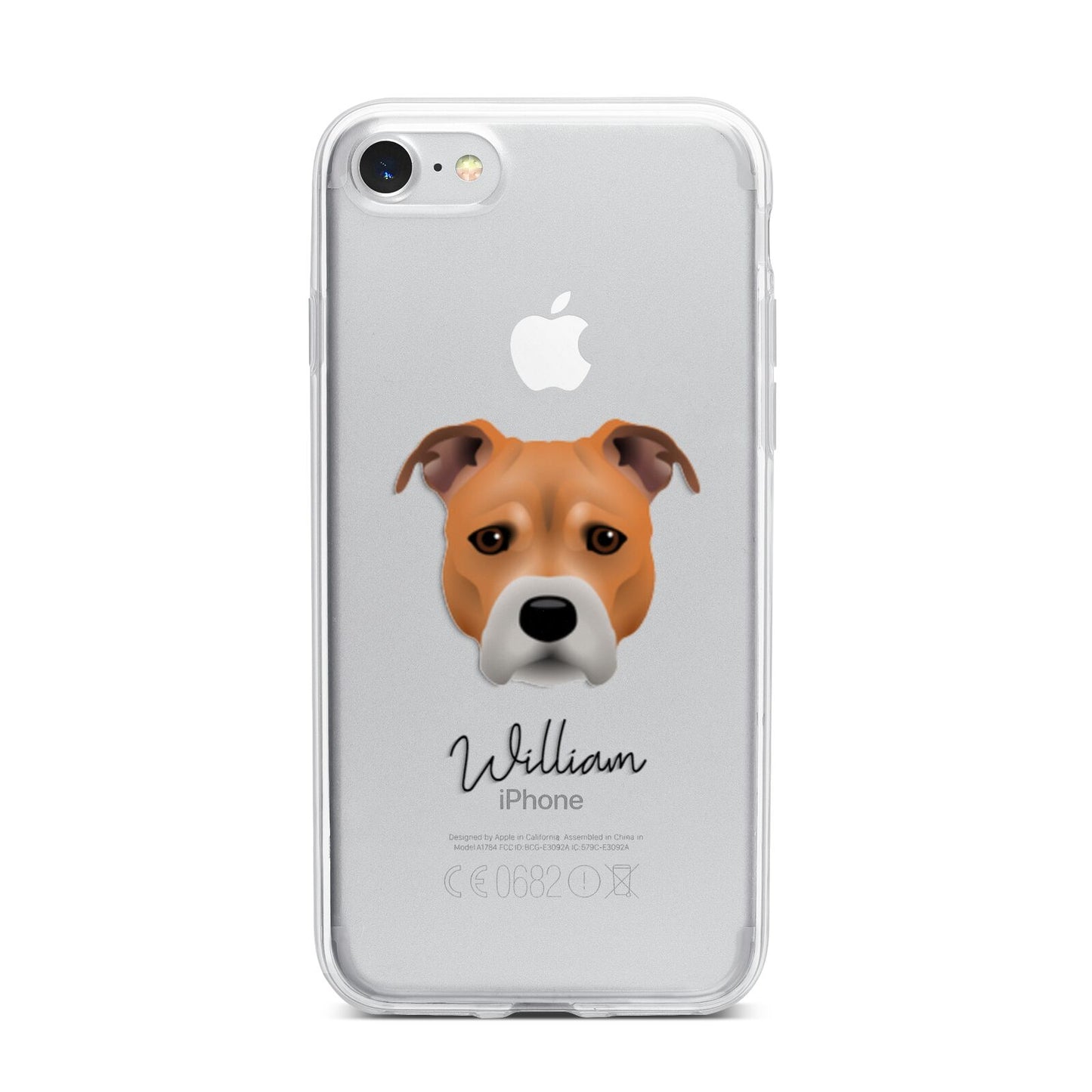 Staffordshire Bull Terrier Personalised iPhone 7 Bumper Case on Silver iPhone