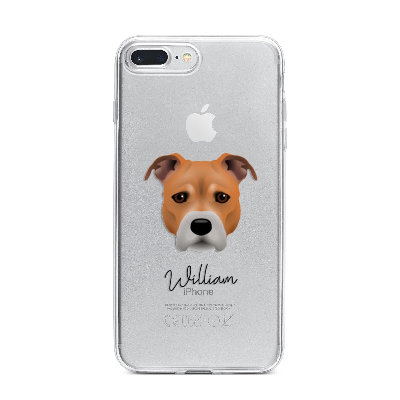 Staffordshire Bull Terrier Personalised iPhone 7 Plus Bumper Case on Silver iPhone