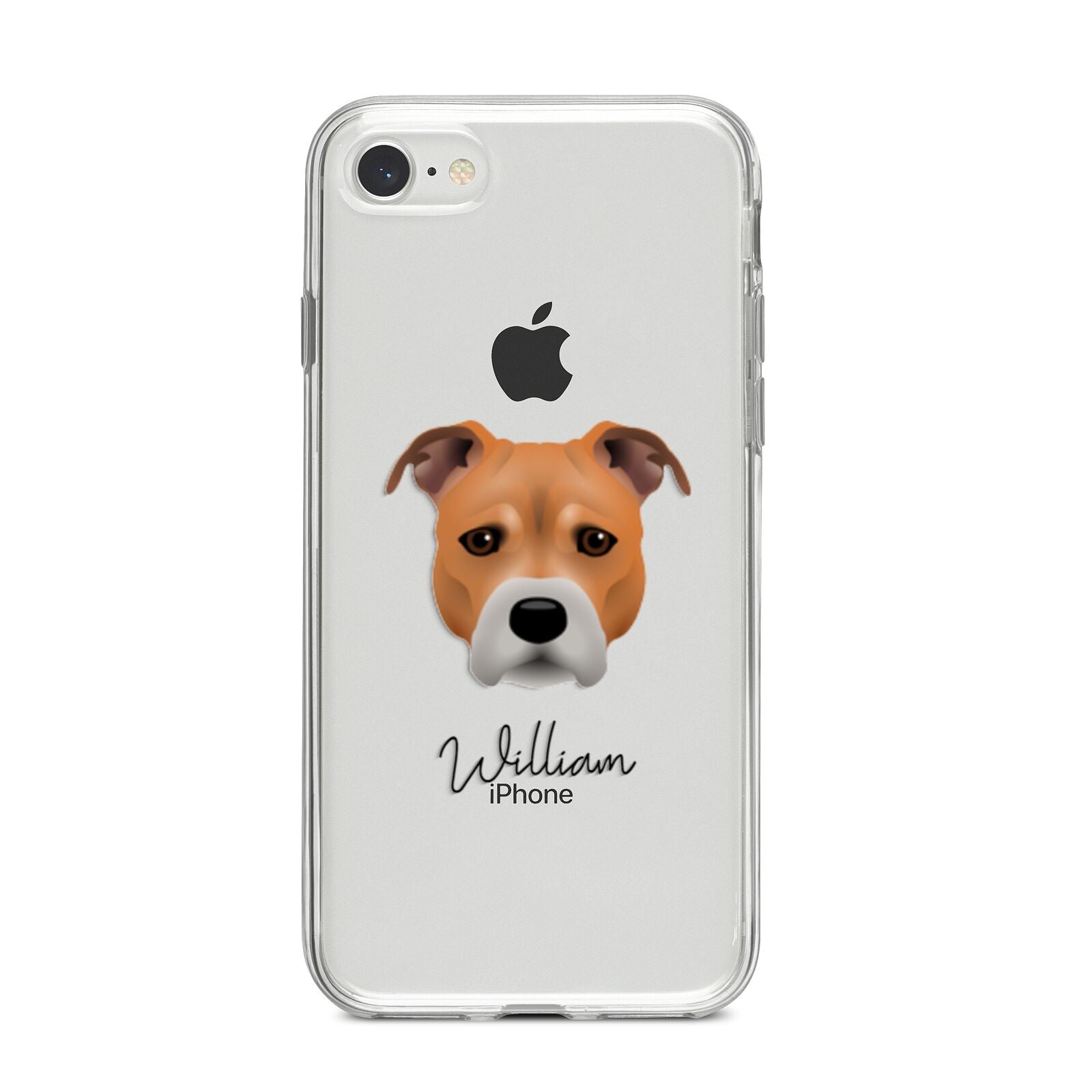 Staffordshire Bull Terrier Personalised iPhone 8 Bumper Case on Silver iPhone