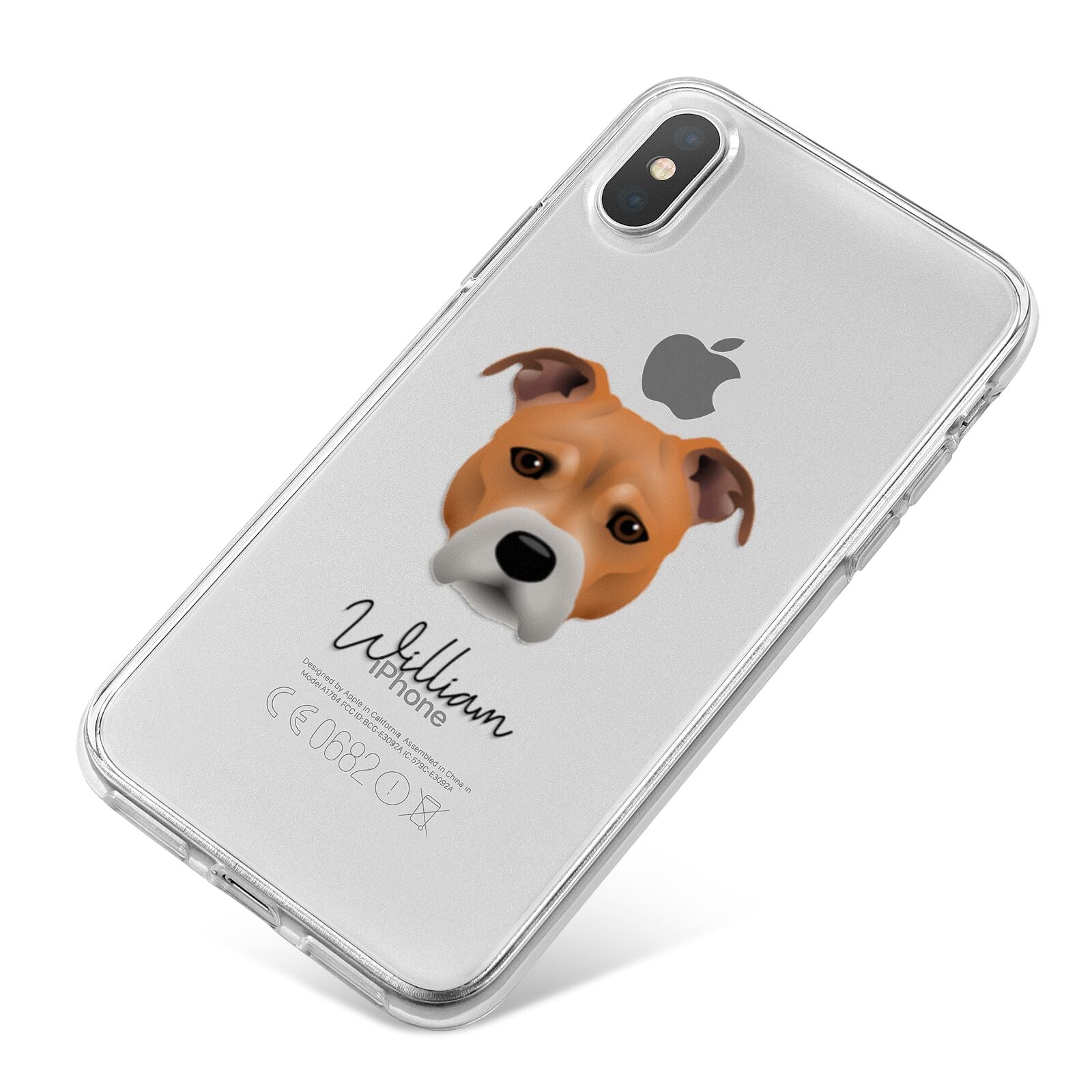 Staffordshire Bull Terrier Personalised iPhone X Bumper Case on Silver iPhone