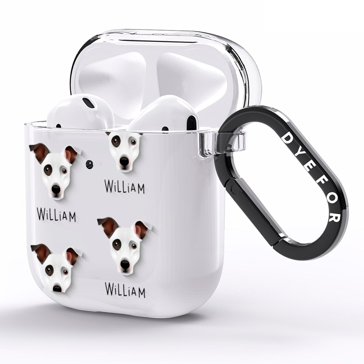 Staffy Jack Icon with Name AirPods Clear Case Side Image