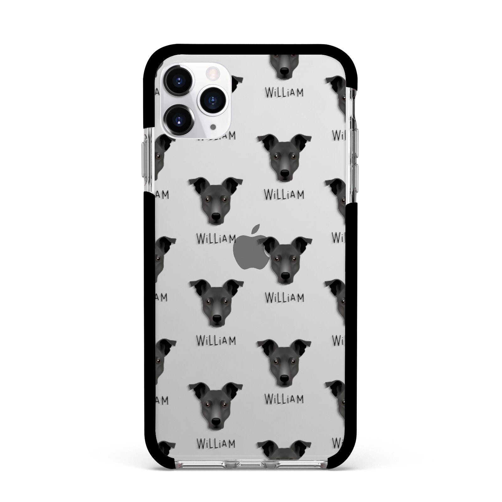 Staffy Jack Icon with Name Apple iPhone 11 Pro Max in Silver with Black Impact Case