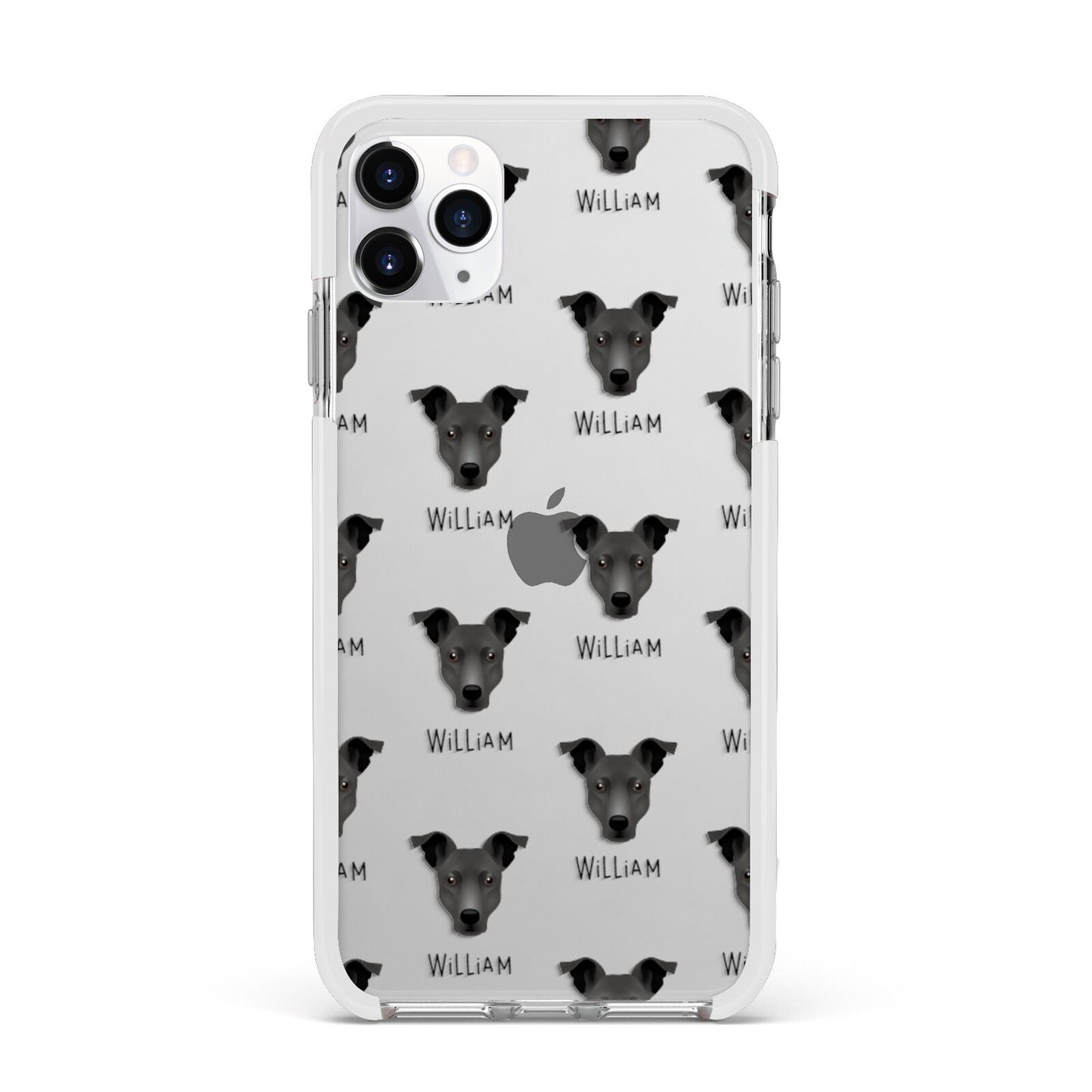 Staffy Jack Icon with Name Apple iPhone 11 Pro Max in Silver with White Impact Case