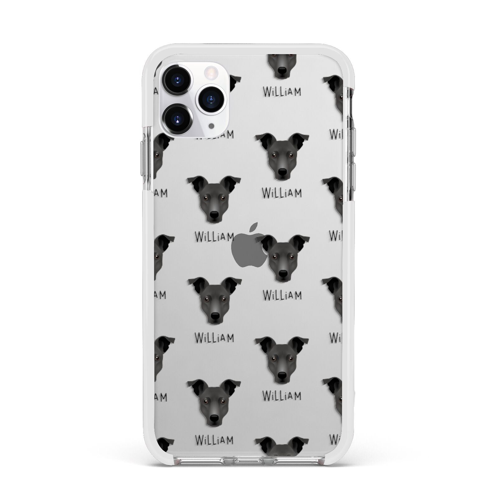 Staffy Jack Icon with Name Apple iPhone 11 Pro Max in Silver with White Impact Case