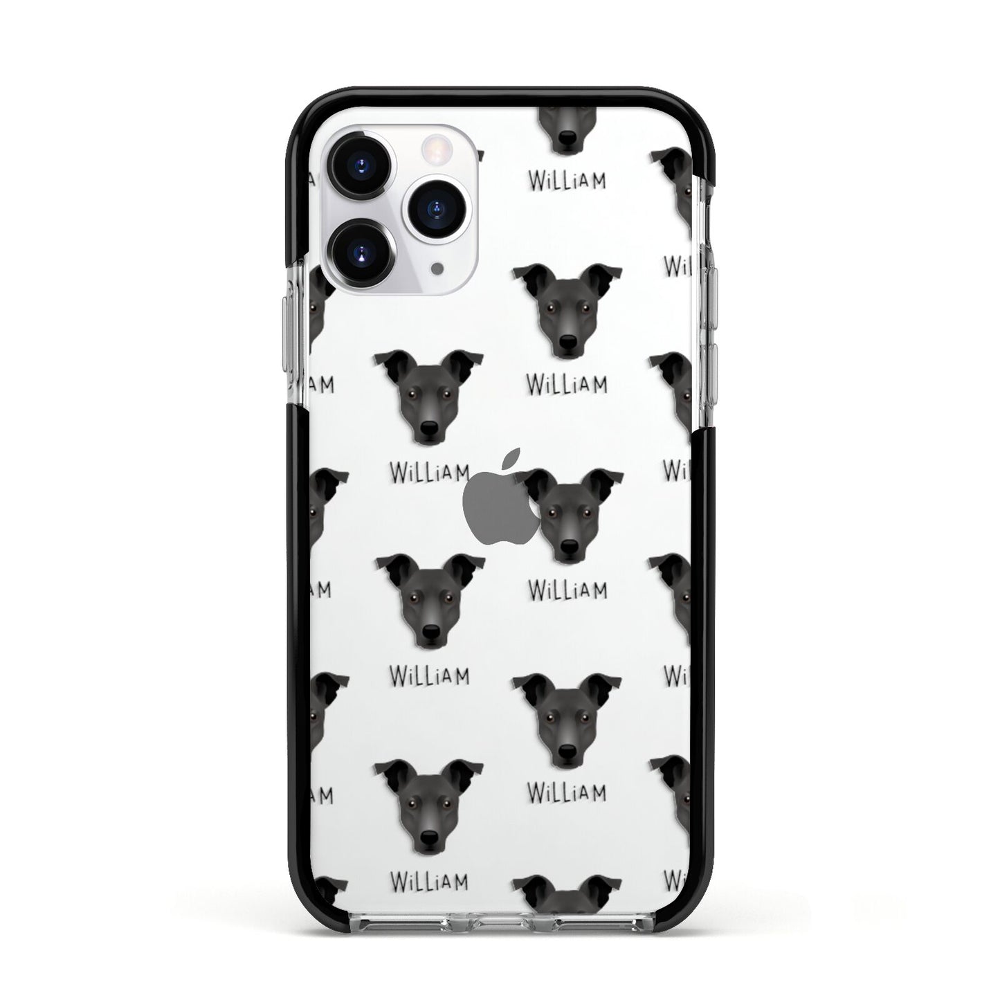 Staffy Jack Icon with Name Apple iPhone 11 Pro in Silver with Black Impact Case