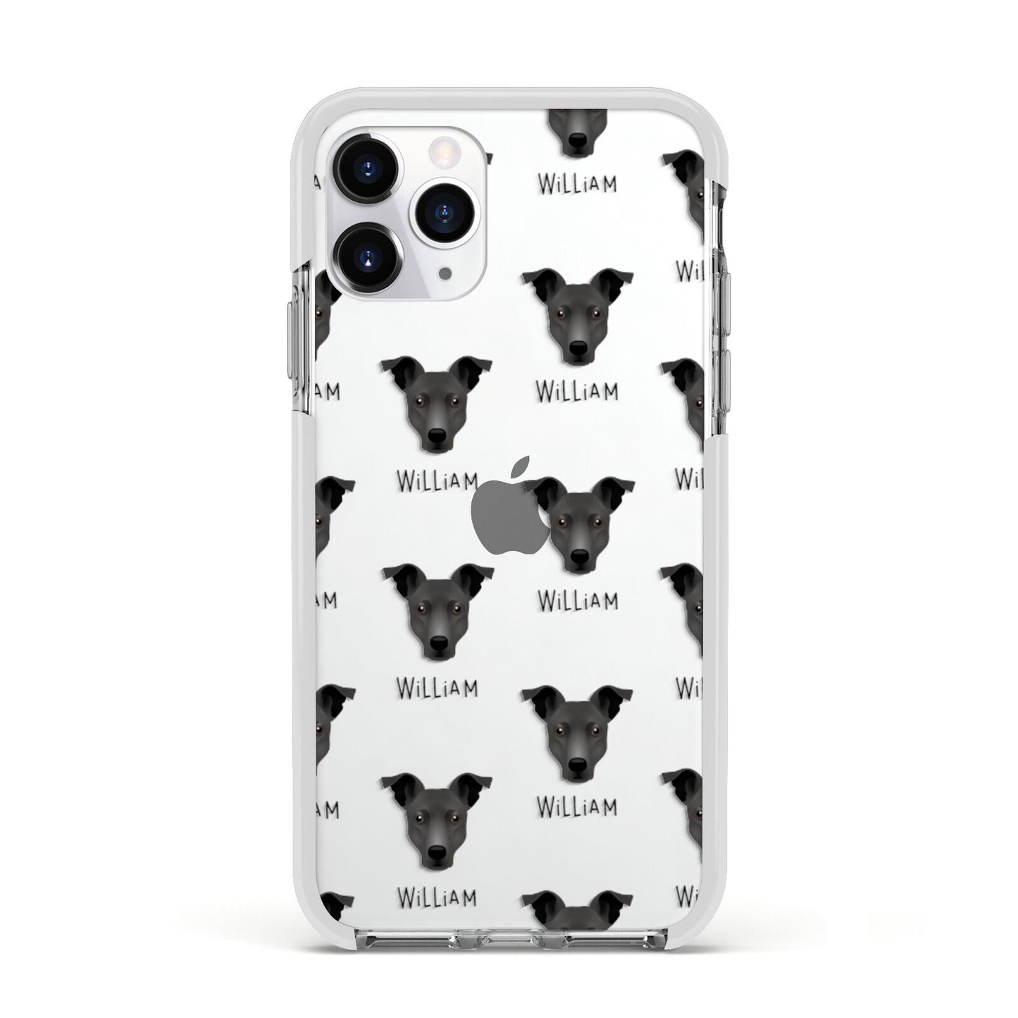 Staffy Jack Icon with Name Apple iPhone 11 Pro in Silver with White Impact Case
