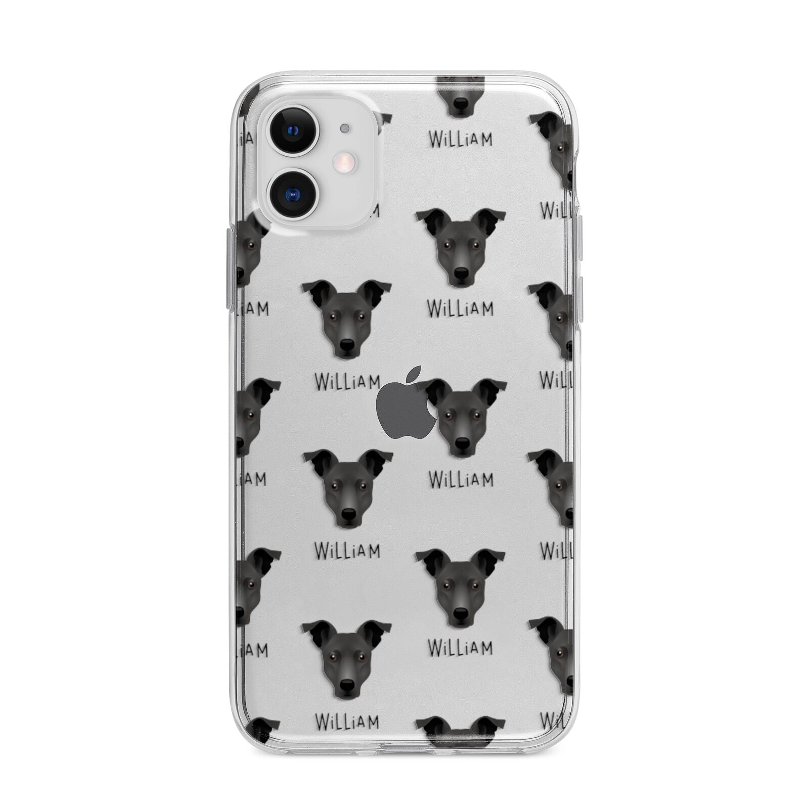 Staffy Jack Icon with Name Apple iPhone 11 in White with Bumper Case