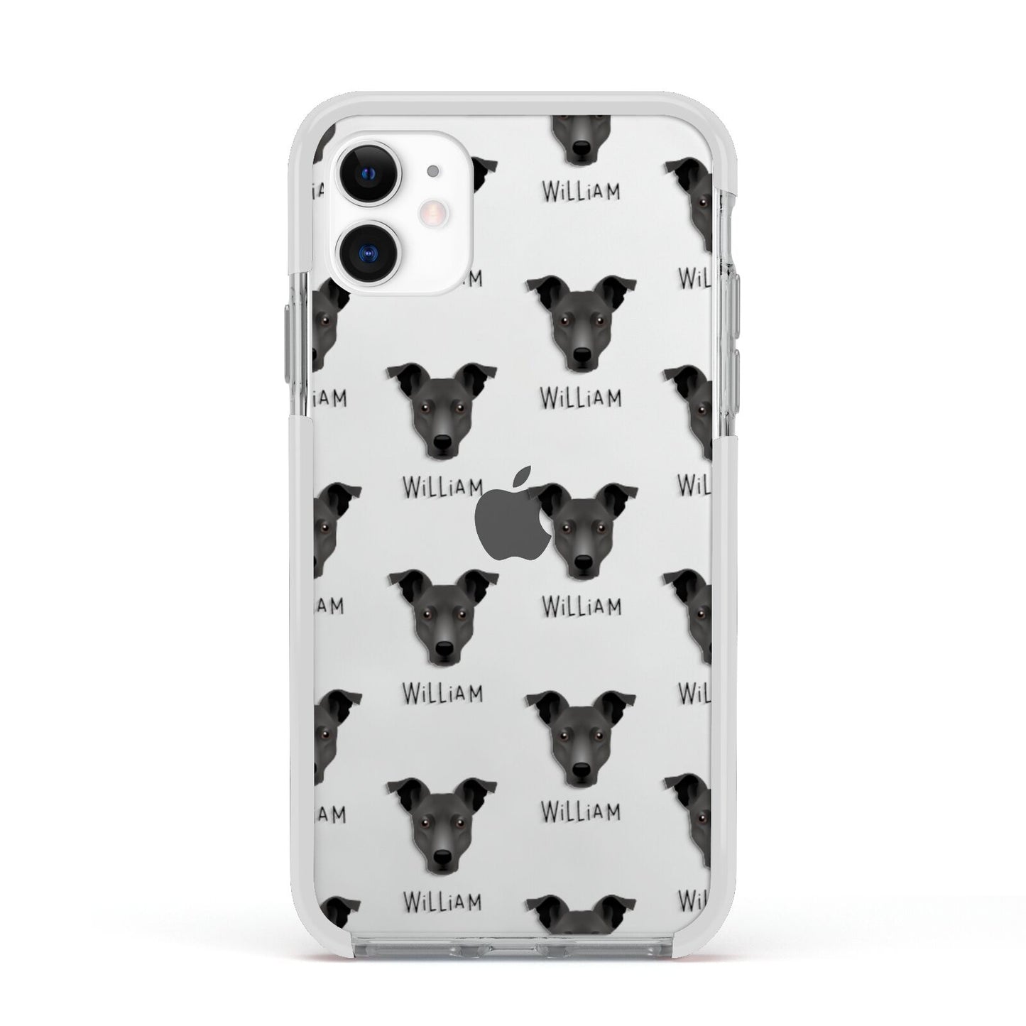 Staffy Jack Icon with Name Apple iPhone 11 in White with White Impact Case