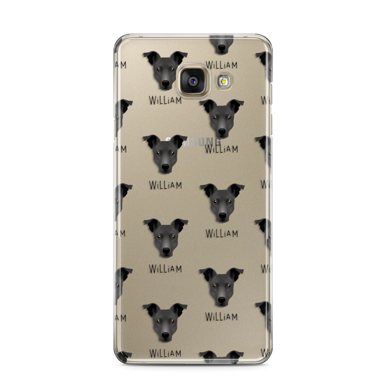 Staffy Jack Icon with Name Samsung Galaxy A3 2016 Case on gold phone