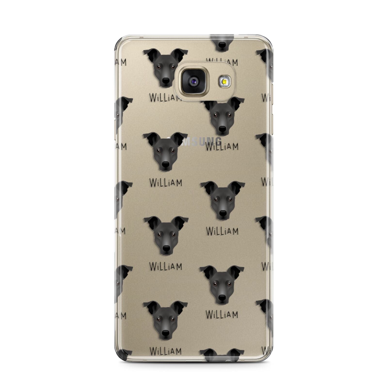 Staffy Jack Icon with Name Samsung Galaxy A7 2016 Case on gold phone