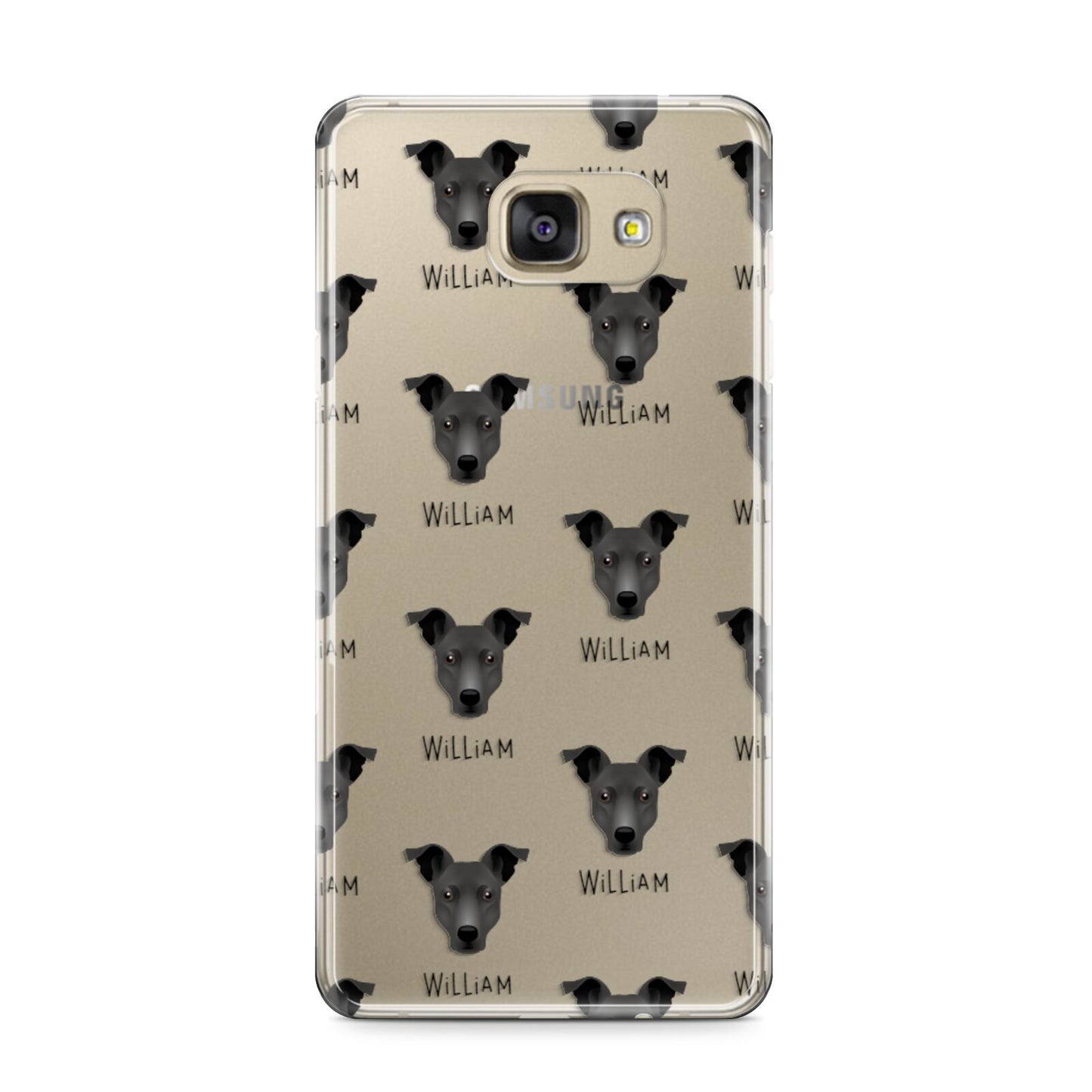 Staffy Jack Icon with Name Samsung Galaxy A9 2016 Case on gold phone