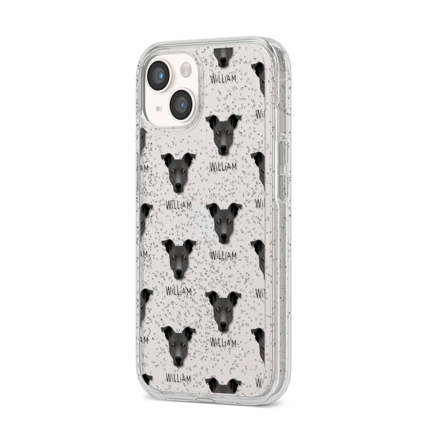 Staffy Jack Icon with Name iPhone 14 Glitter Tough Case Starlight Angled Image