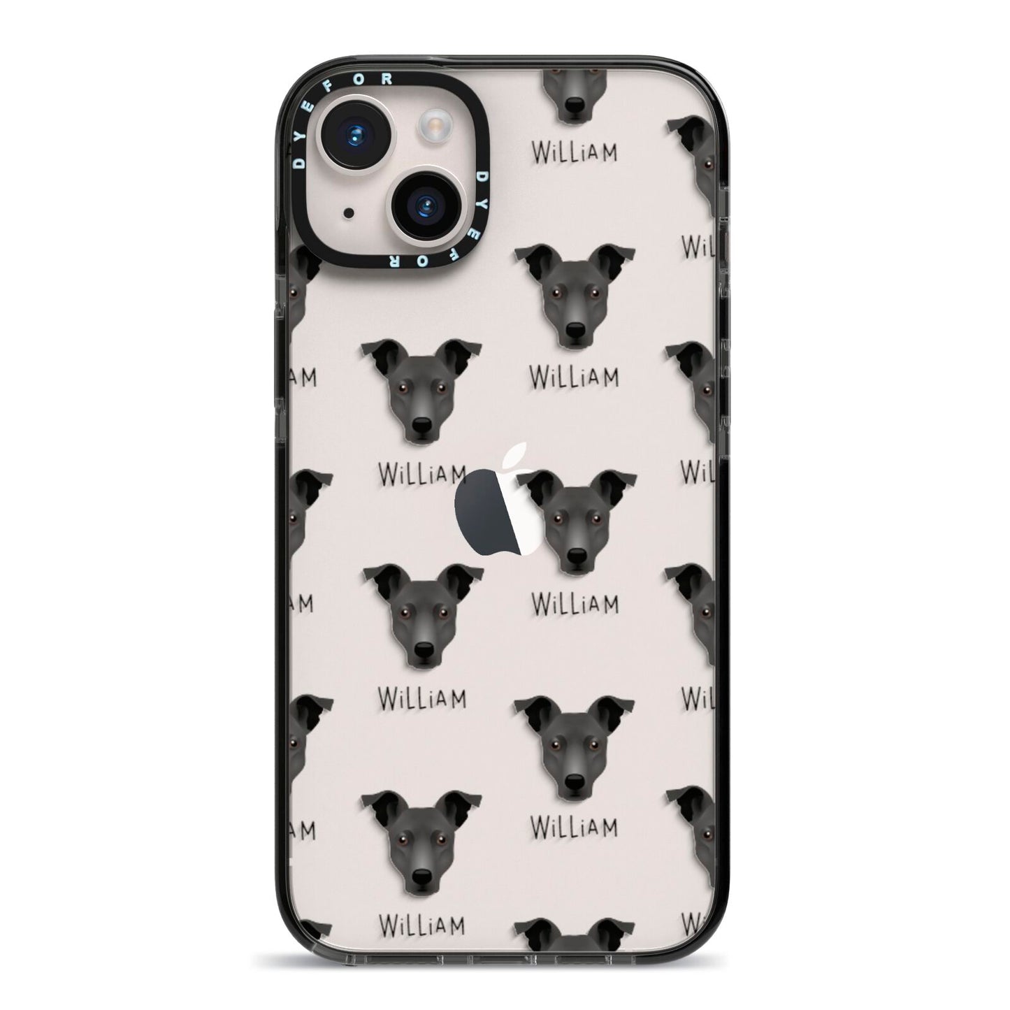 Staffy Jack Icon with Name iPhone 14 Plus Black Impact Case on Silver phone