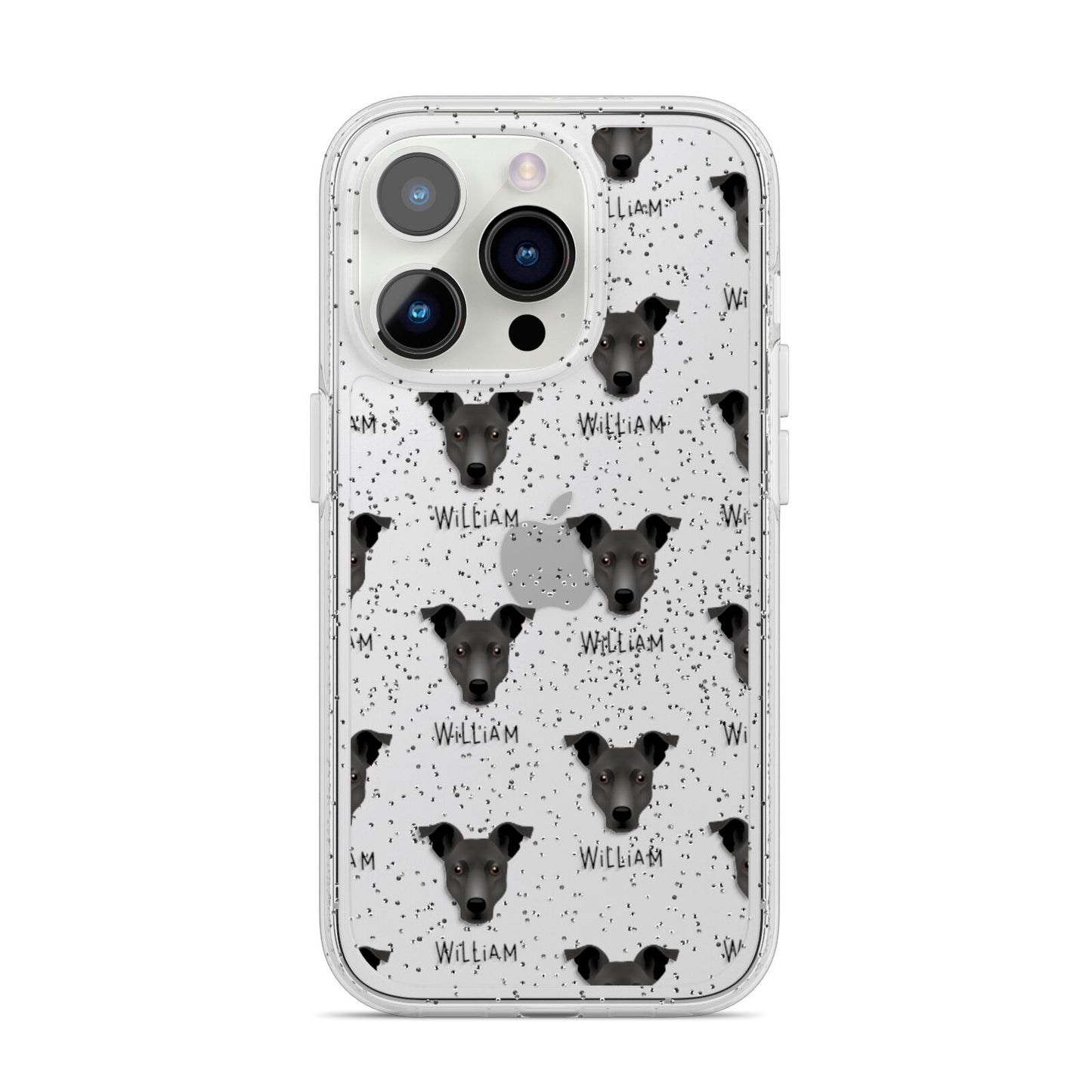 Staffy Jack Icon with Name iPhone 14 Pro Glitter Tough Case Silver