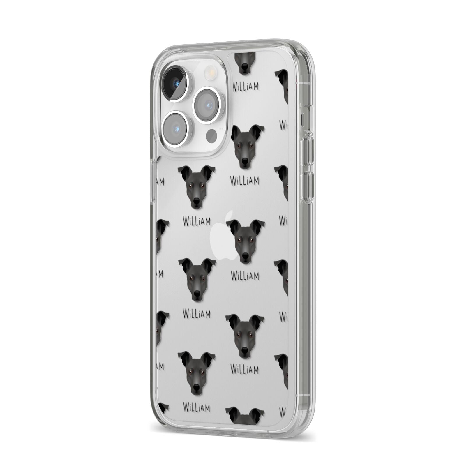 Staffy Jack Icon with Name iPhone 14 Pro Max Clear Tough Case Silver Angled Image