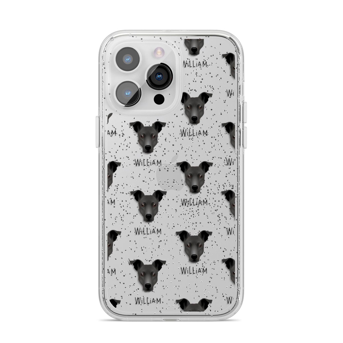Staffy Jack Icon with Name iPhone 14 Pro Max Glitter Tough Case Silver