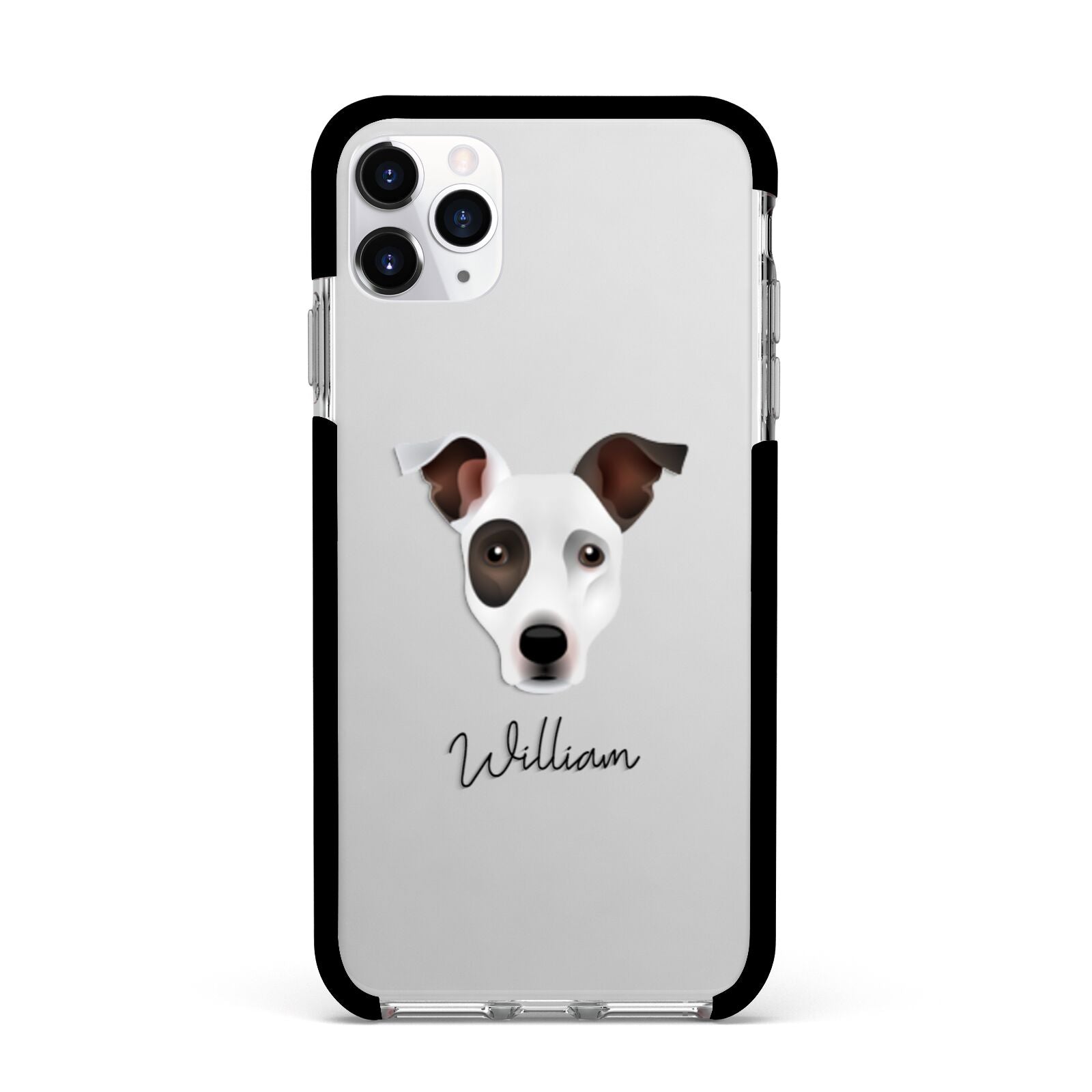 Staffy Jack Personalised Apple iPhone 11 Pro Max in Silver with Black Impact Case