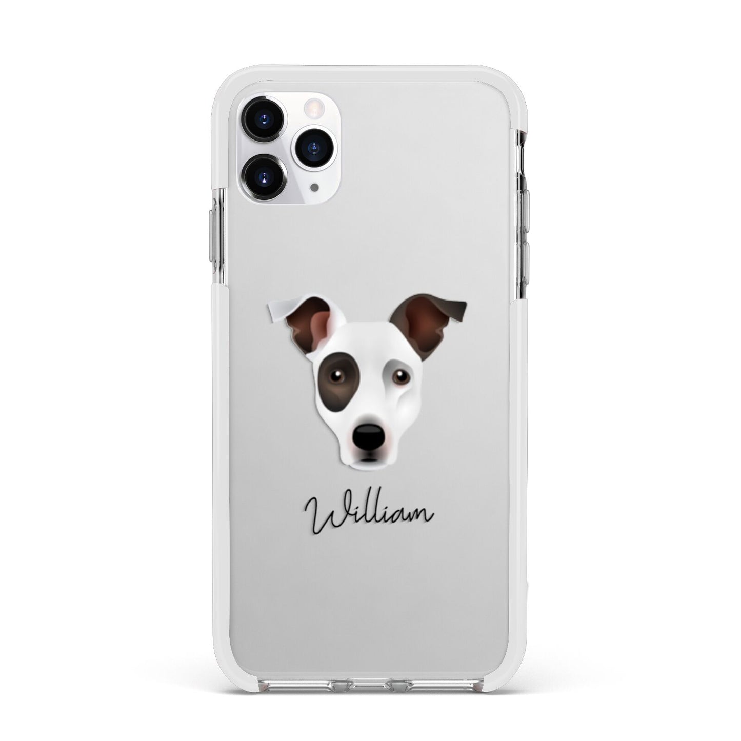 Staffy Jack Personalised Apple iPhone 11 Pro Max in Silver with White Impact Case