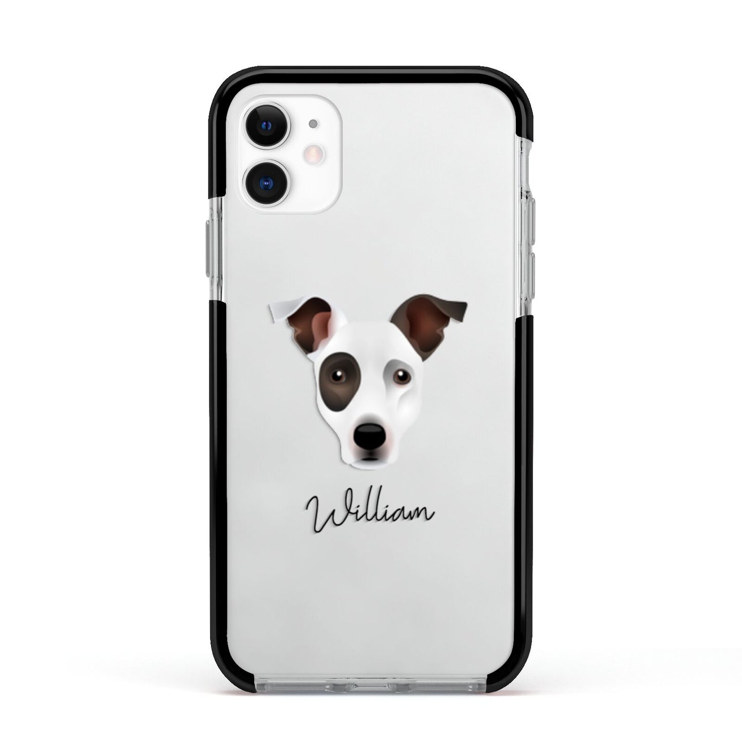 Staffy Jack Personalised Apple iPhone 11 in White with Black Impact Case