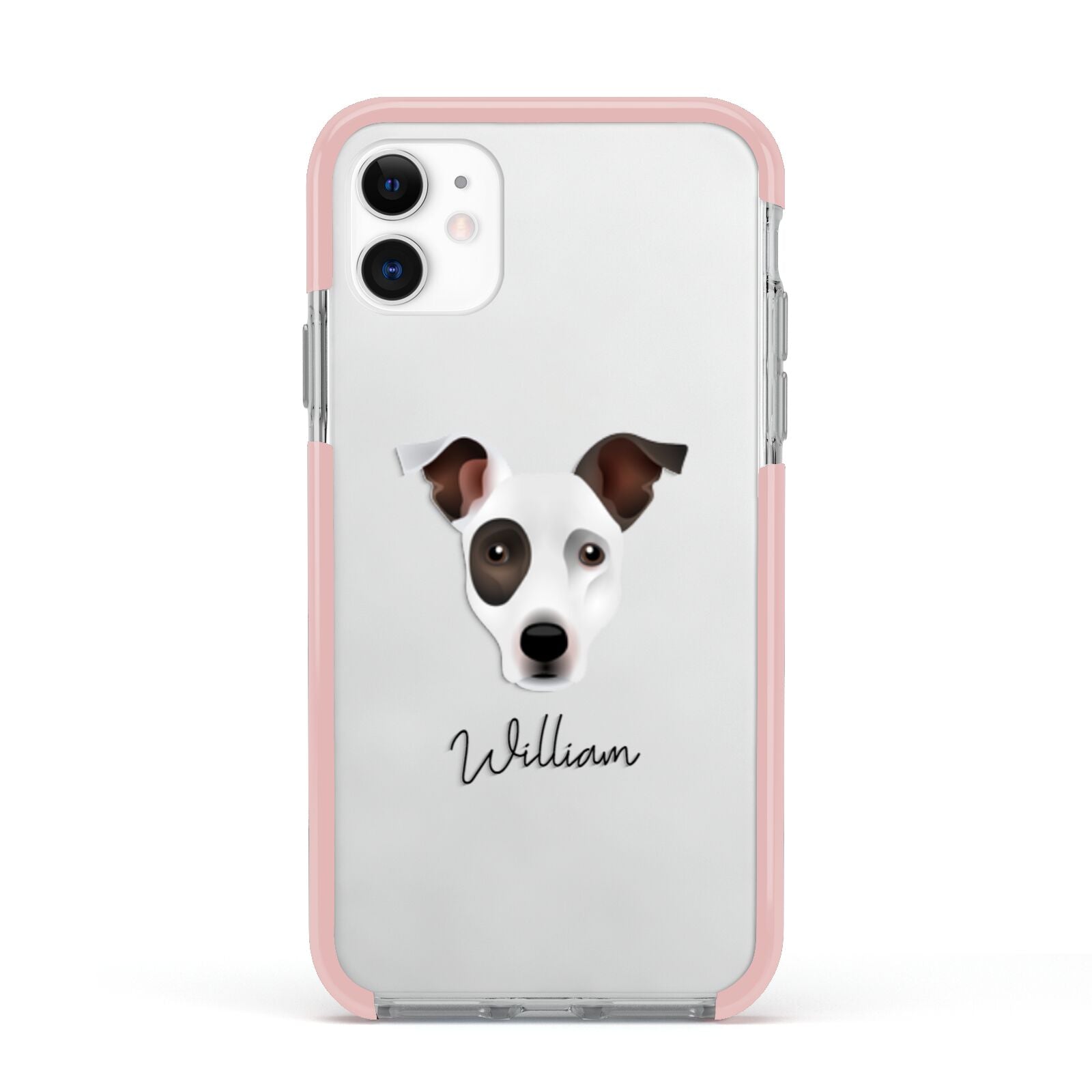 Staffy Jack Personalised Apple iPhone 11 in White with Pink Impact Case