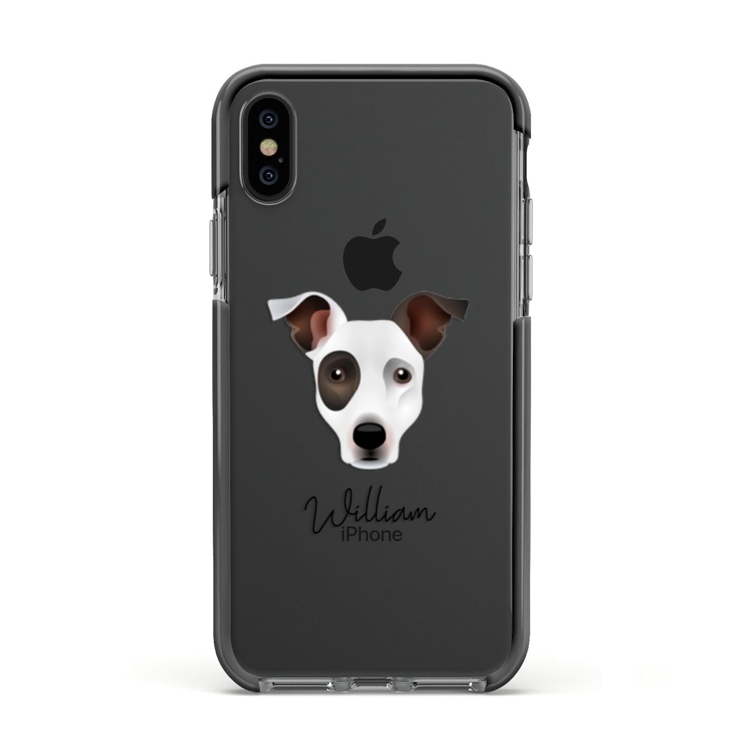 Staffy Jack Personalised Apple iPhone Xs Impact Case Black Edge on Black Phone