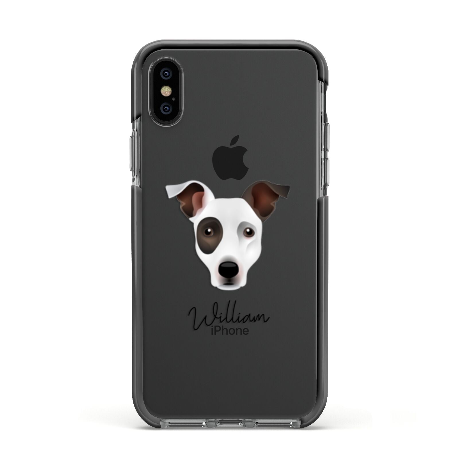 Staffy Jack Personalised Apple iPhone Xs Impact Case Black Edge on Black Phone