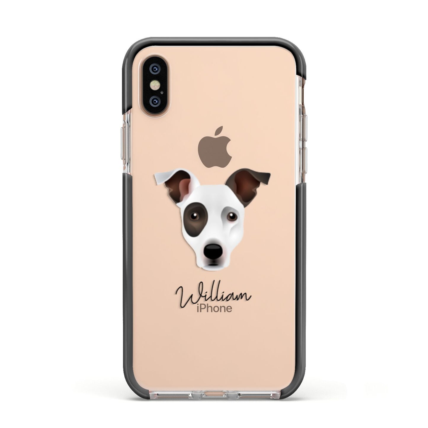 Staffy Jack Personalised Apple iPhone Xs Impact Case Black Edge on Gold Phone