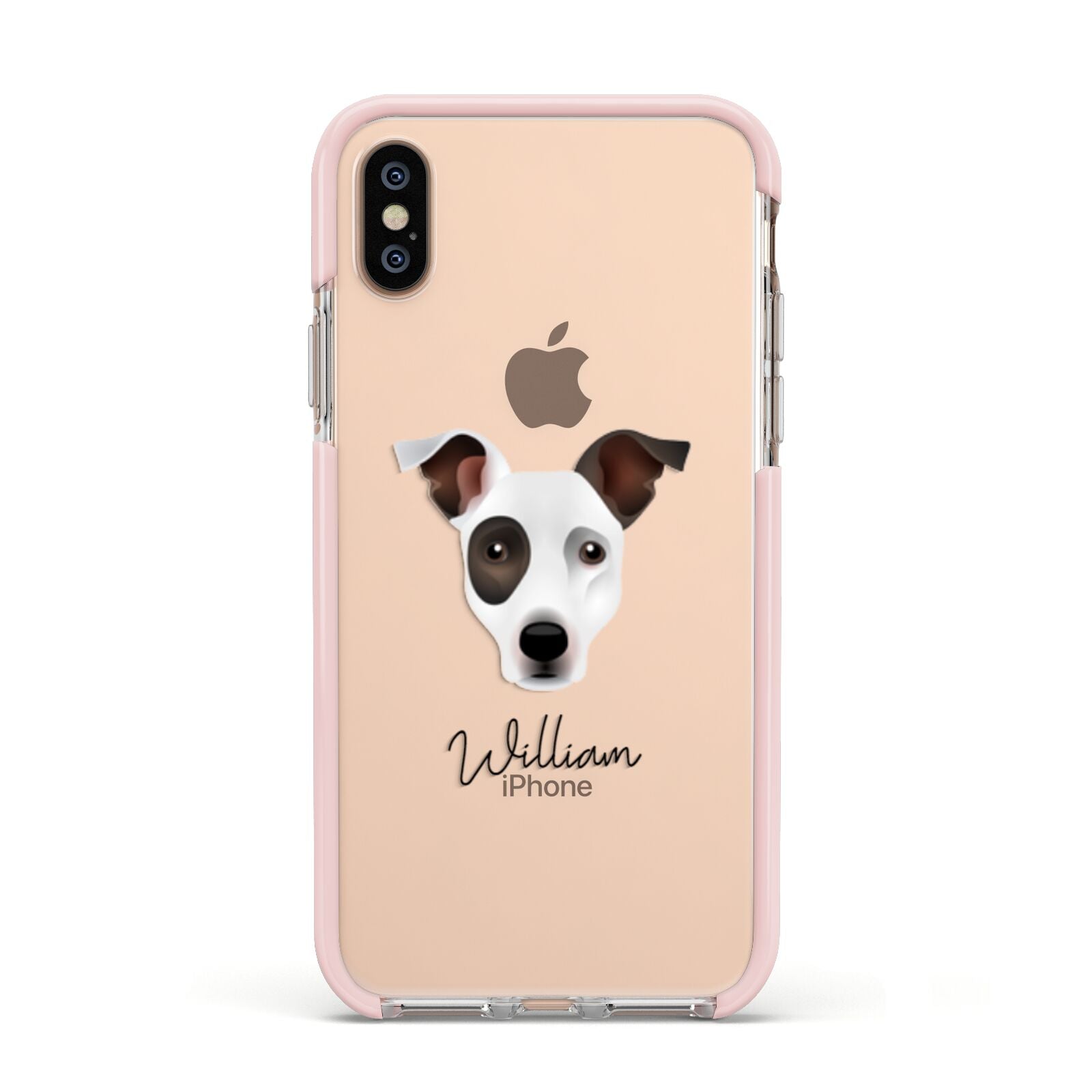 Staffy Jack Personalised Apple iPhone Xs Impact Case Pink Edge on Gold Phone