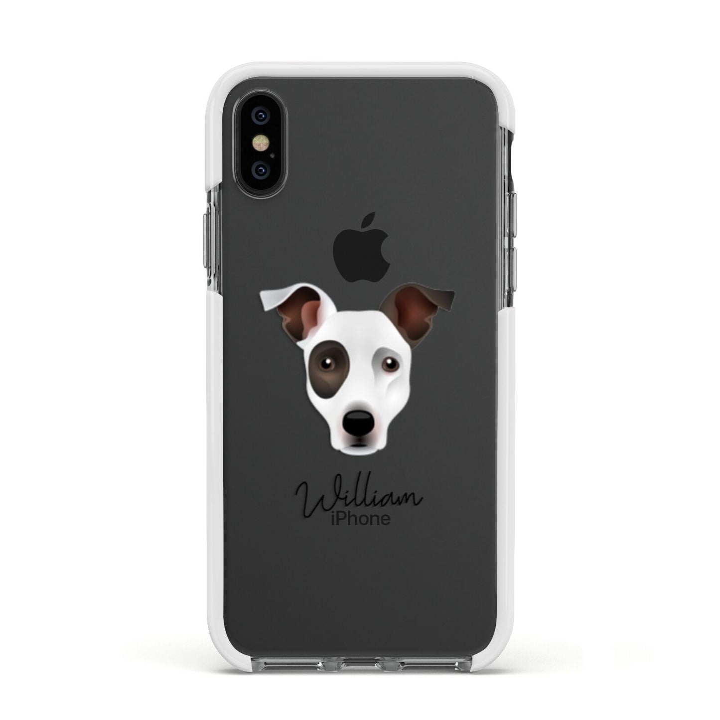 Staffy Jack Personalised Apple iPhone Xs Impact Case White Edge on Black Phone