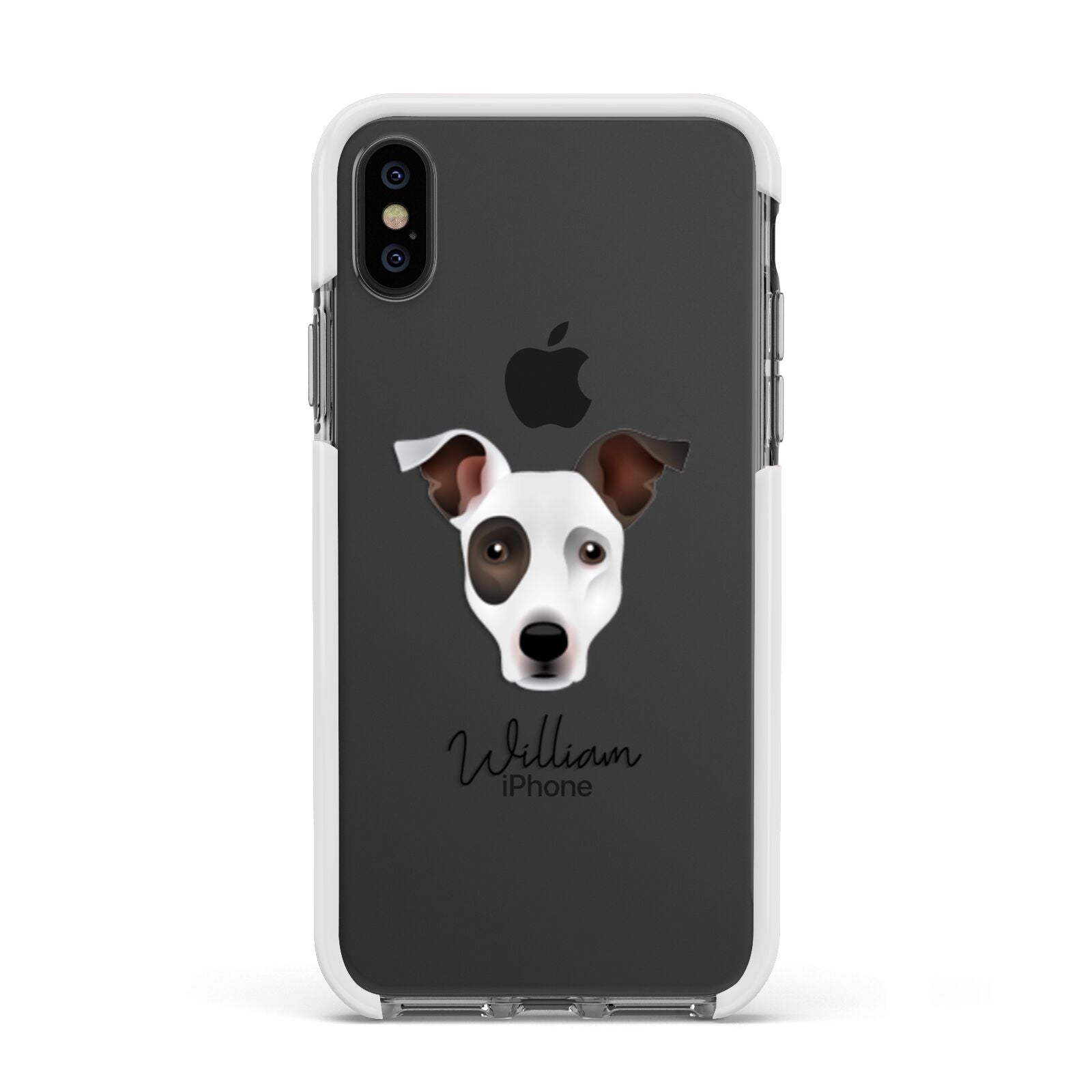 Staffy Jack Personalised Apple iPhone Xs Impact Case White Edge on Black Phone