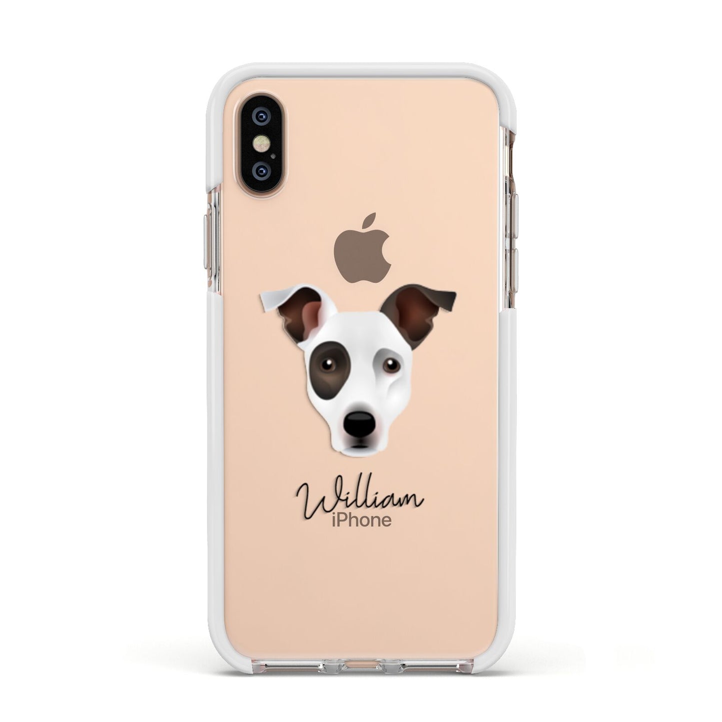 Staffy Jack Personalised Apple iPhone Xs Impact Case White Edge on Gold Phone