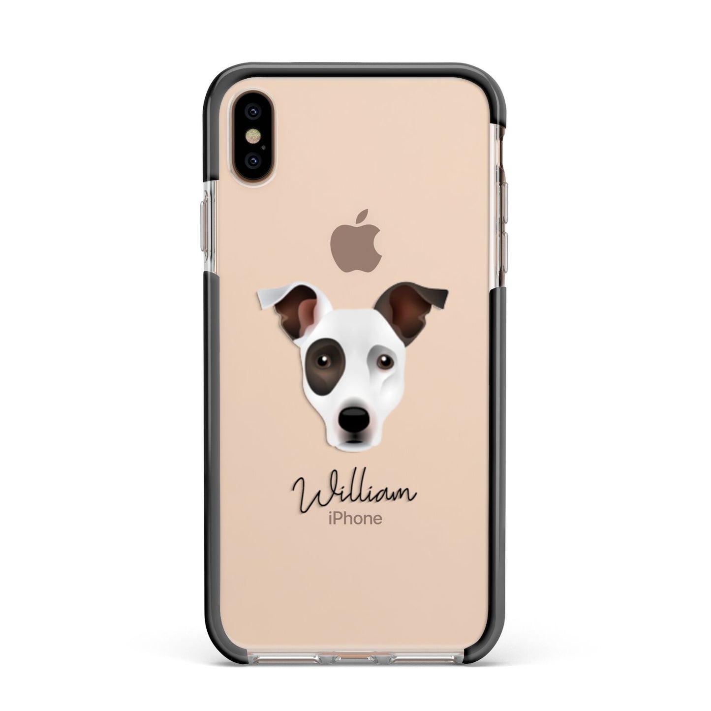 Staffy Jack Personalised Apple iPhone Xs Max Impact Case Black Edge on Gold Phone