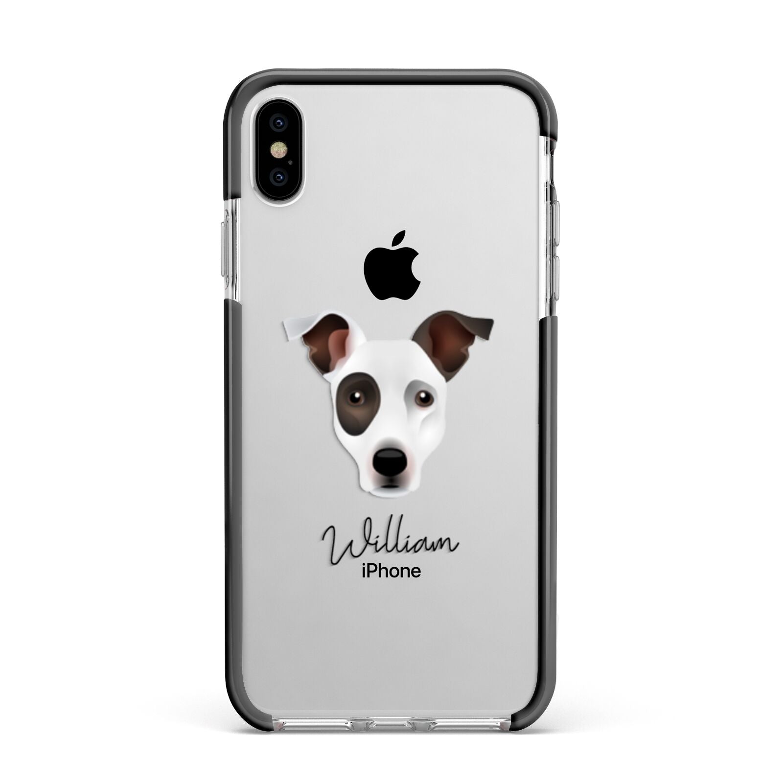 Staffy Jack Personalised Apple iPhone Xs Max Impact Case Black Edge on Silver Phone