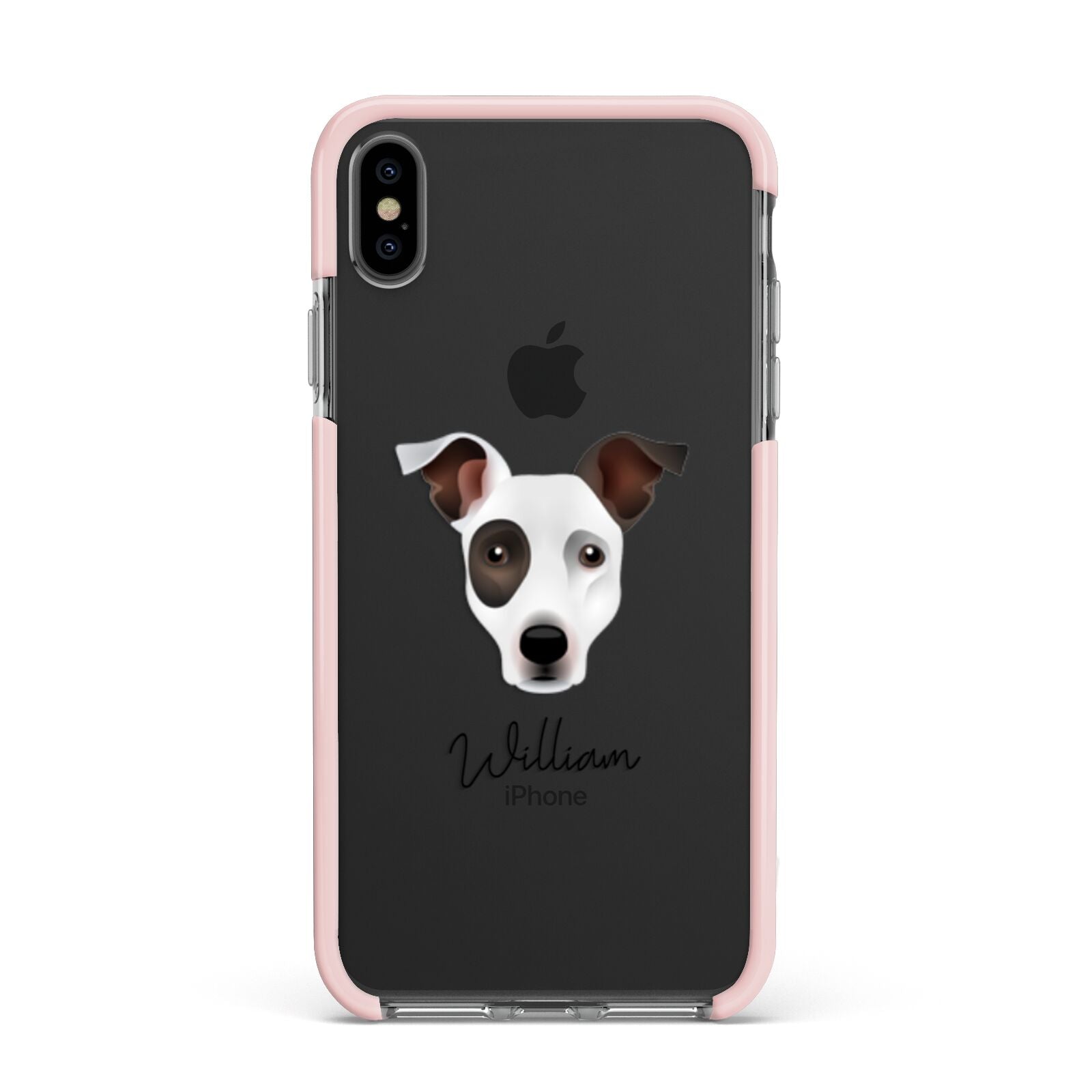 Staffy Jack Personalised Apple iPhone Xs Max Impact Case Pink Edge on Black Phone