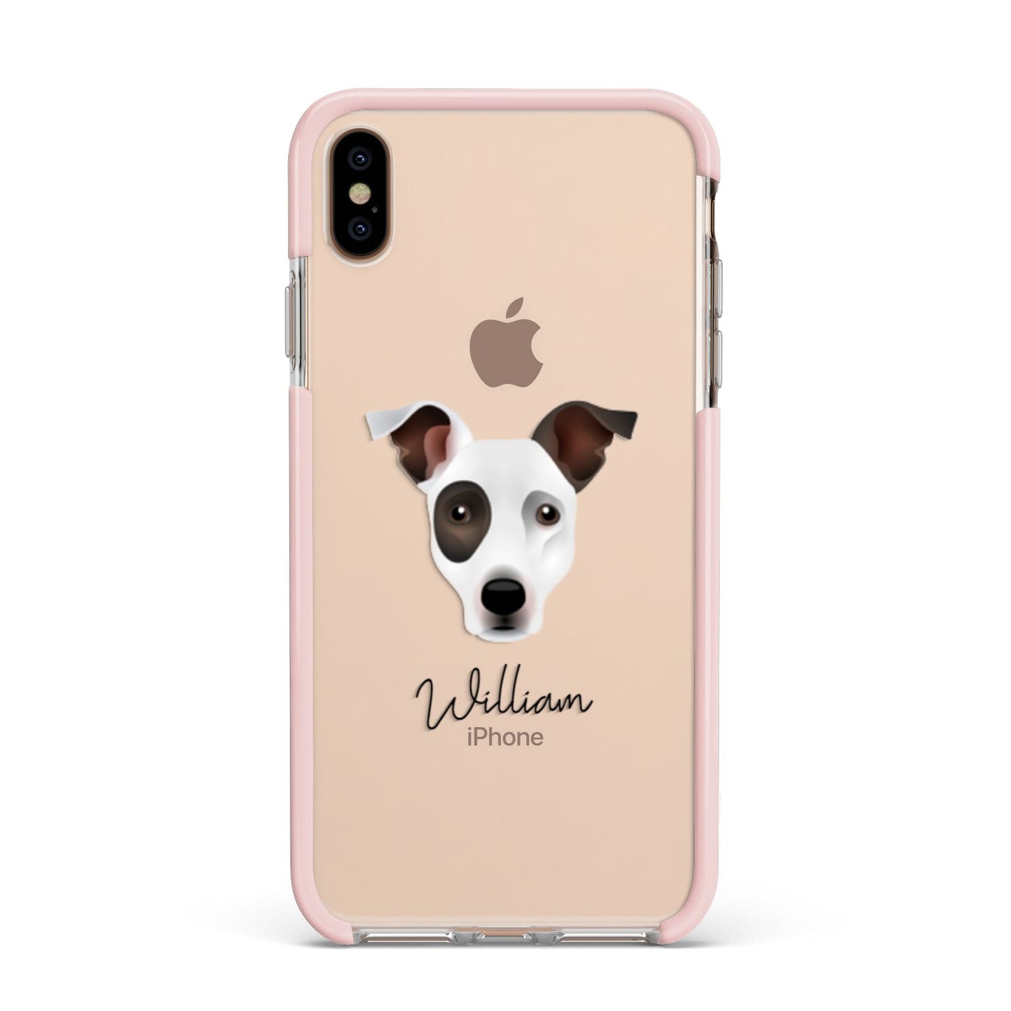Staffy Jack Personalised Apple iPhone Xs Max Impact Case Pink Edge on Gold Phone