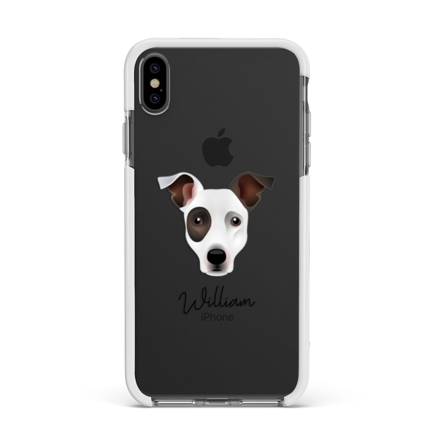 Staffy Jack Personalised Apple iPhone Xs Max Impact Case White Edge on Black Phone