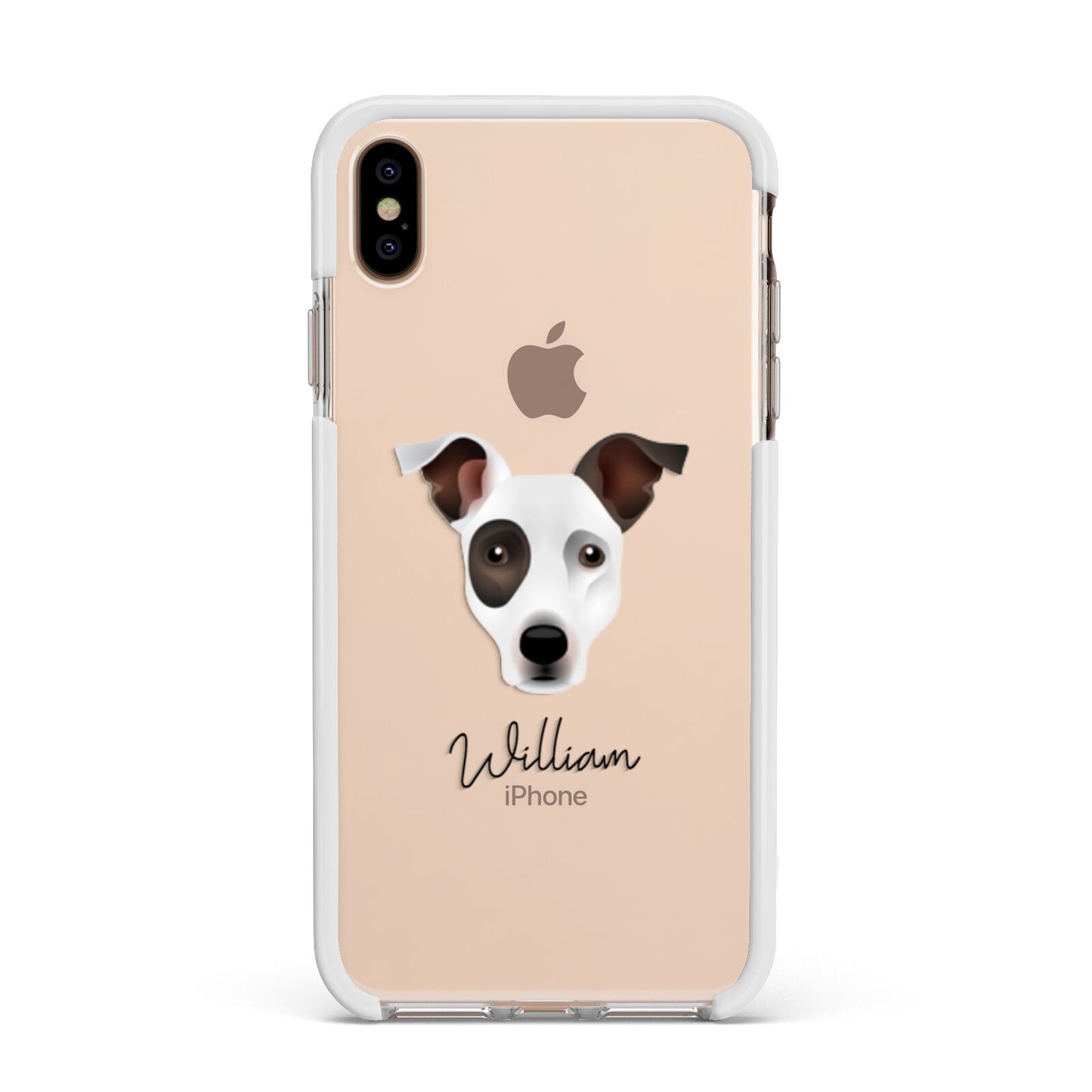 Staffy Jack Personalised Apple iPhone Xs Max Impact Case White Edge on Gold Phone