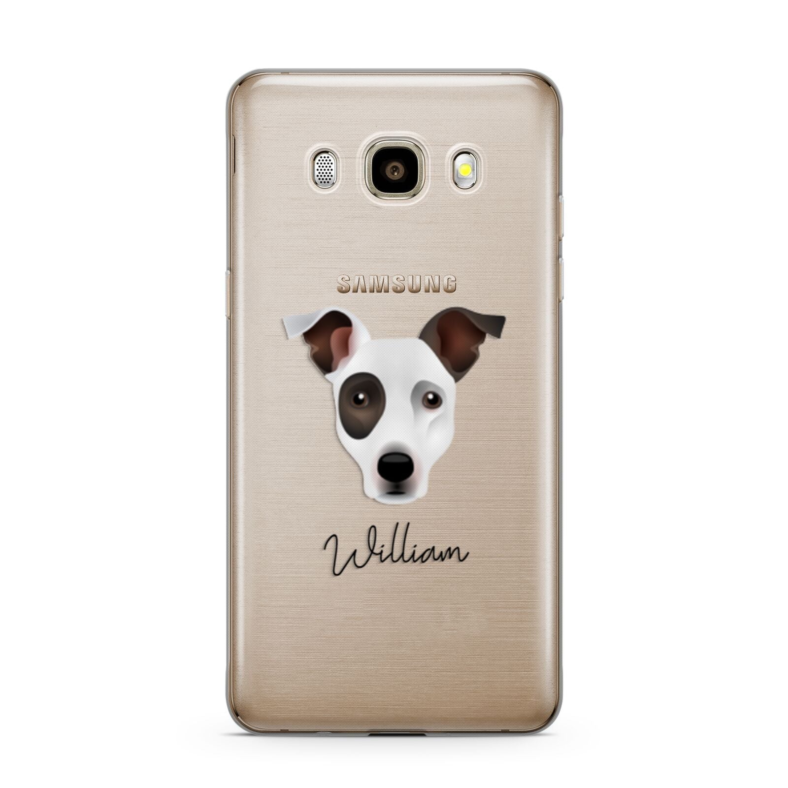 Staffy Jack Personalised Samsung Galaxy J7 2016 Case on gold phone