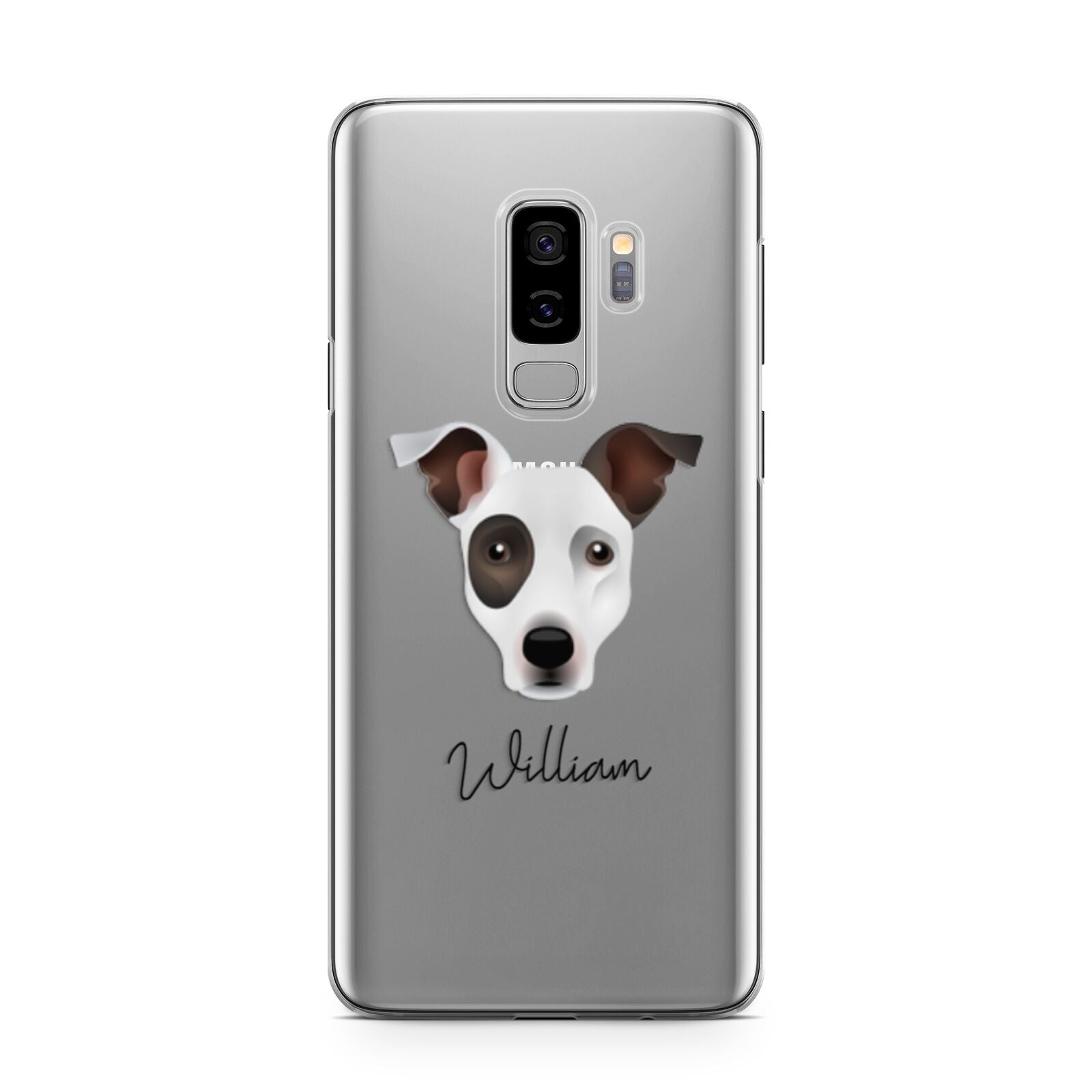 Staffy Jack Personalised Samsung Galaxy S9 Plus Case on Silver phone