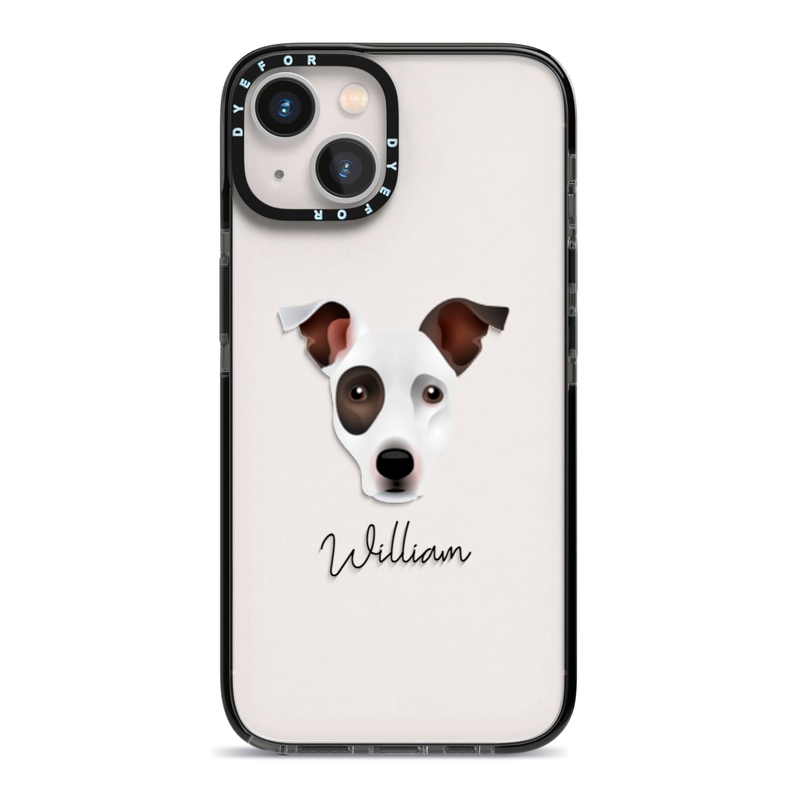 Staffy Jack Personalised iPhone 13 Black Impact Case on Silver phone