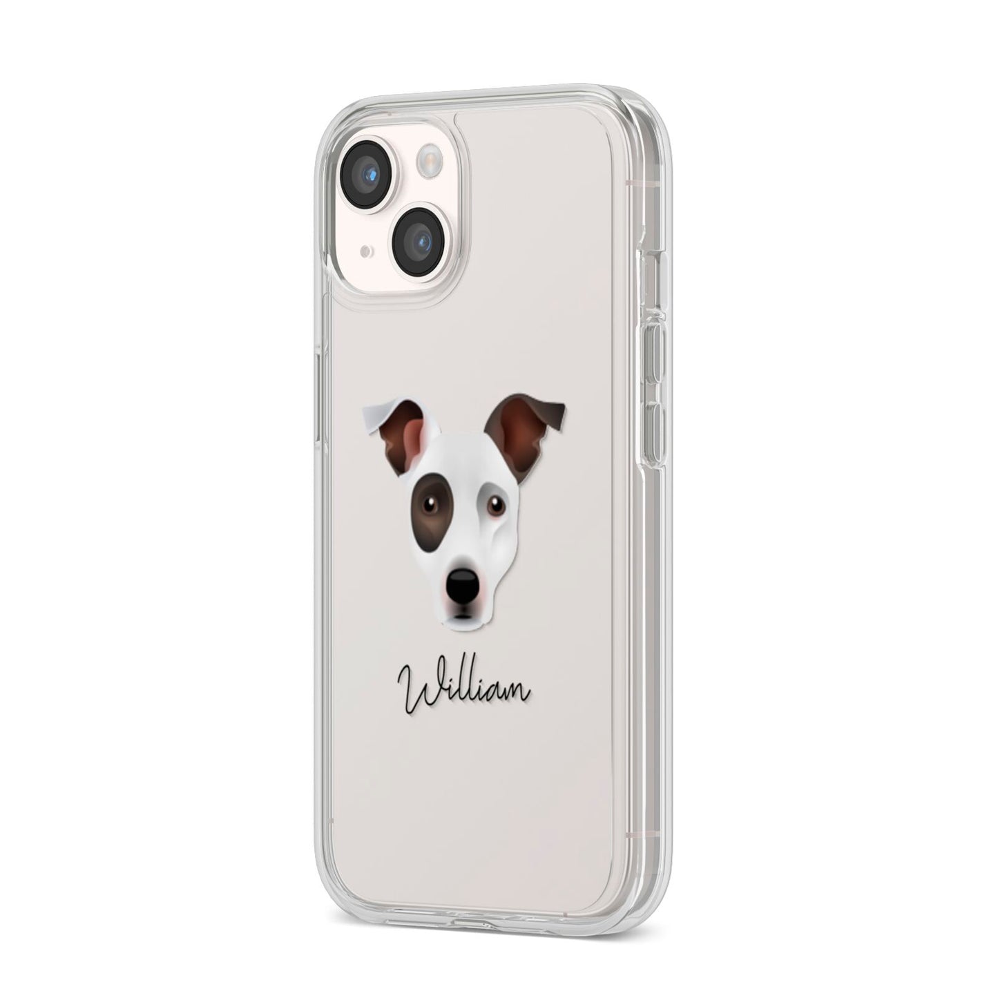Staffy Jack Personalised iPhone 14 Clear Tough Case Starlight Angled Image