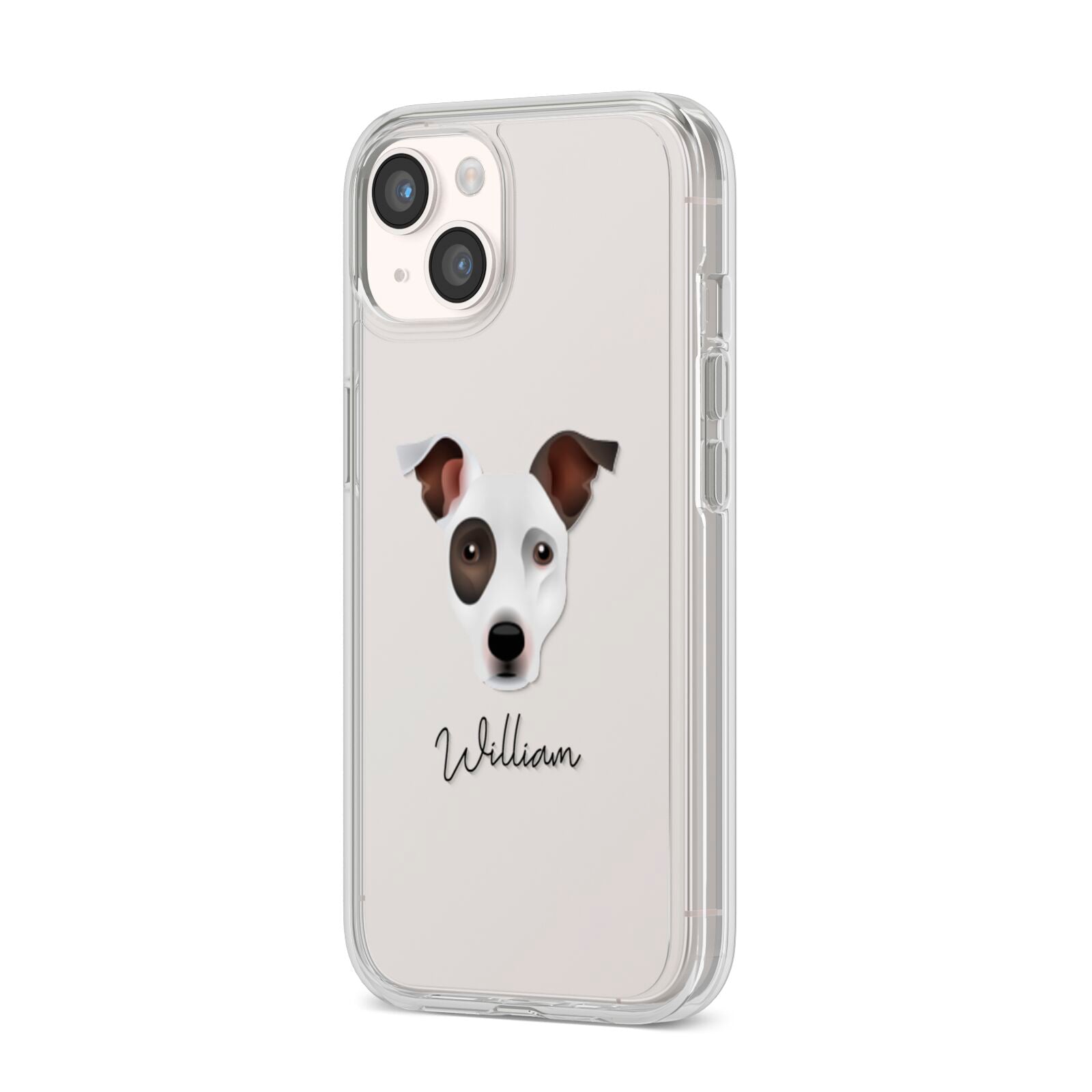 Staffy Jack Personalised iPhone 14 Clear Tough Case Starlight Angled Image