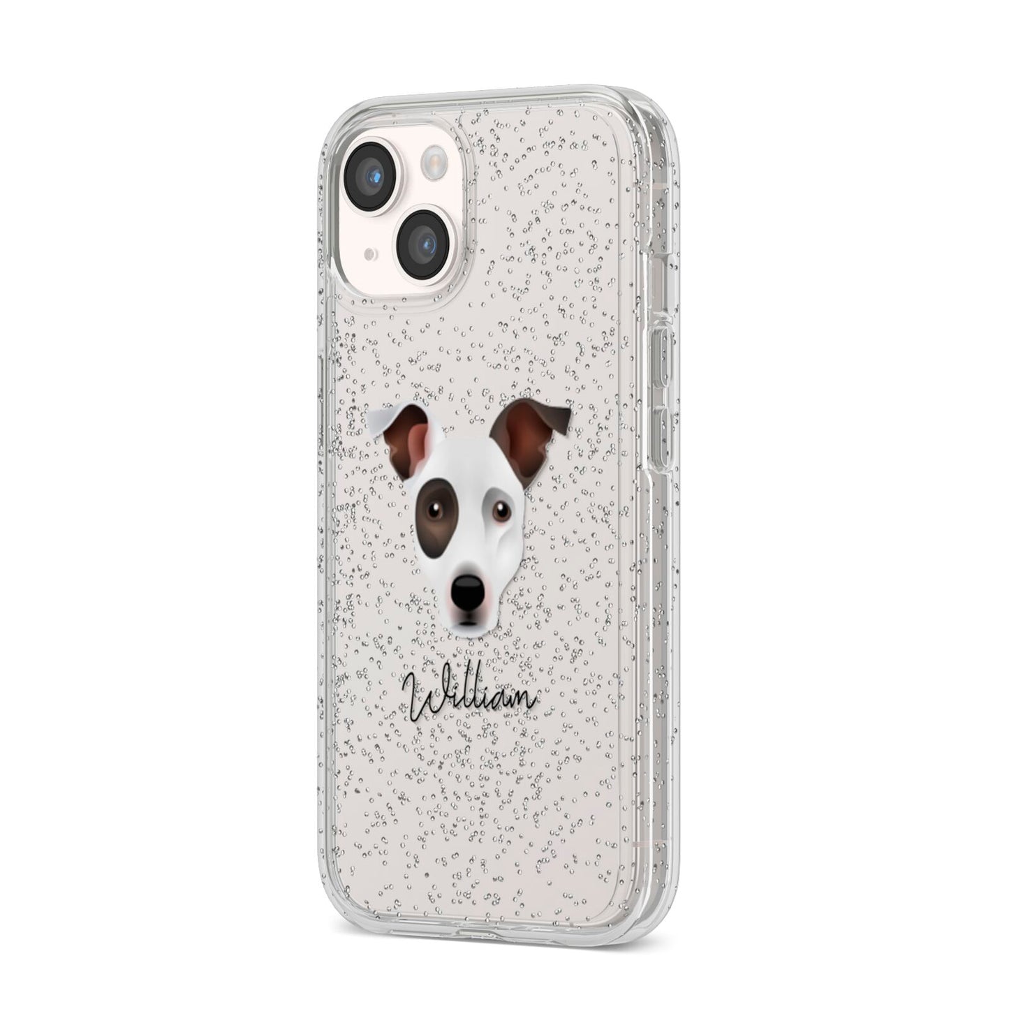 Staffy Jack Personalised iPhone 14 Glitter Tough Case Starlight Angled Image