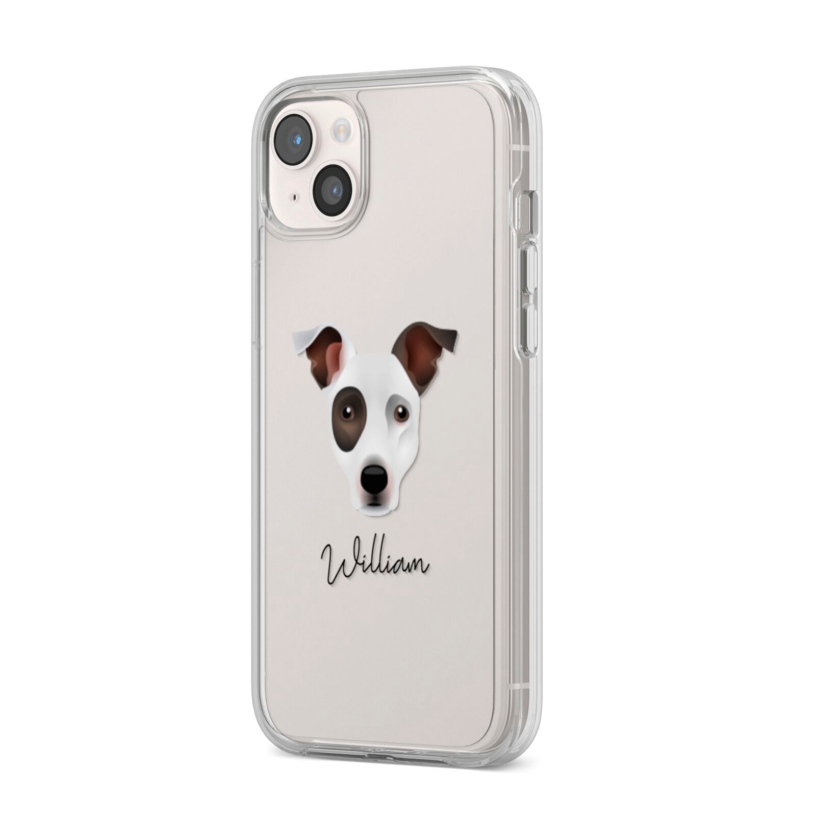 Staffy Jack Personalised iPhone 14 Plus Clear Tough Case Starlight Angled Image