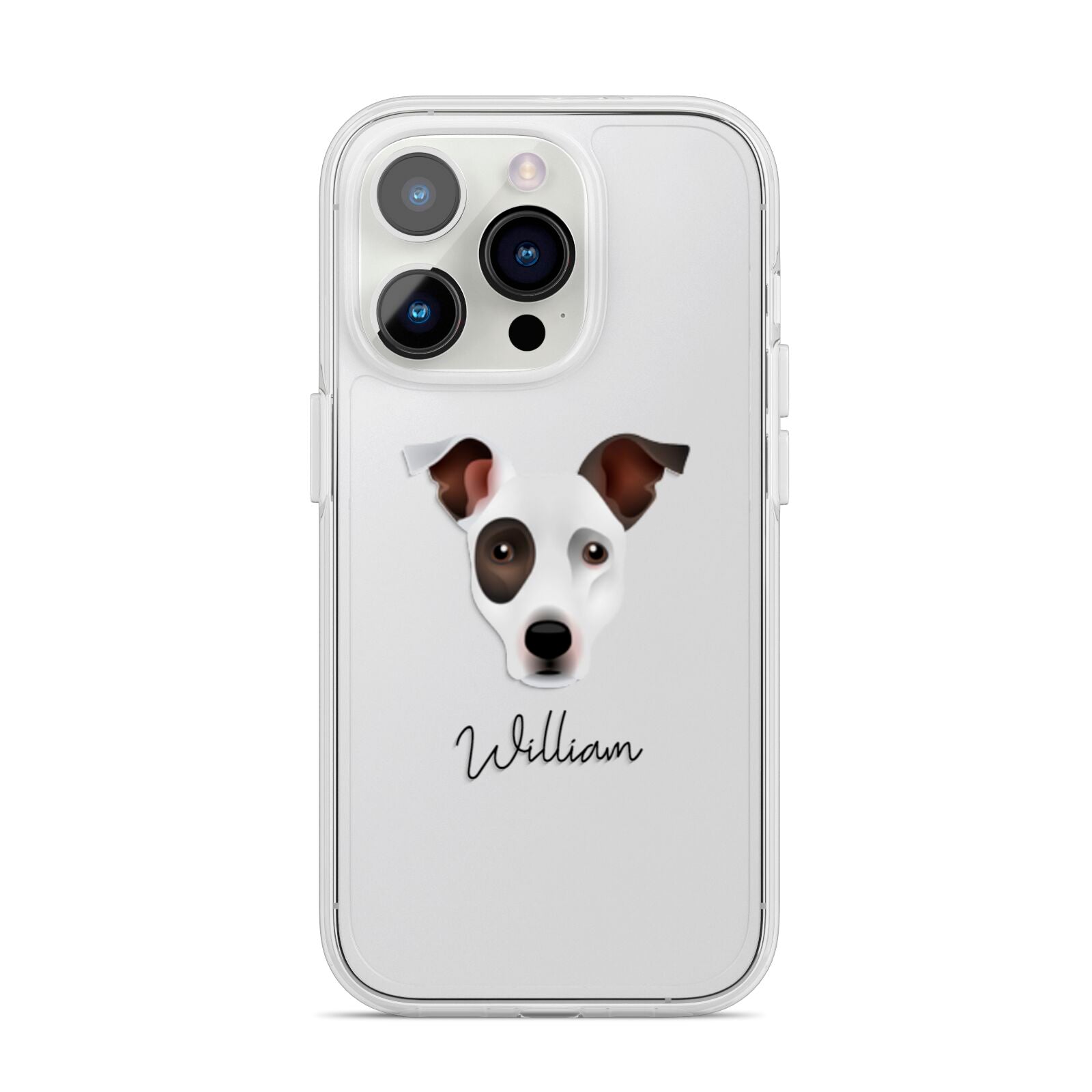 Staffy Jack Personalised iPhone 14 Pro Clear Tough Case Silver
