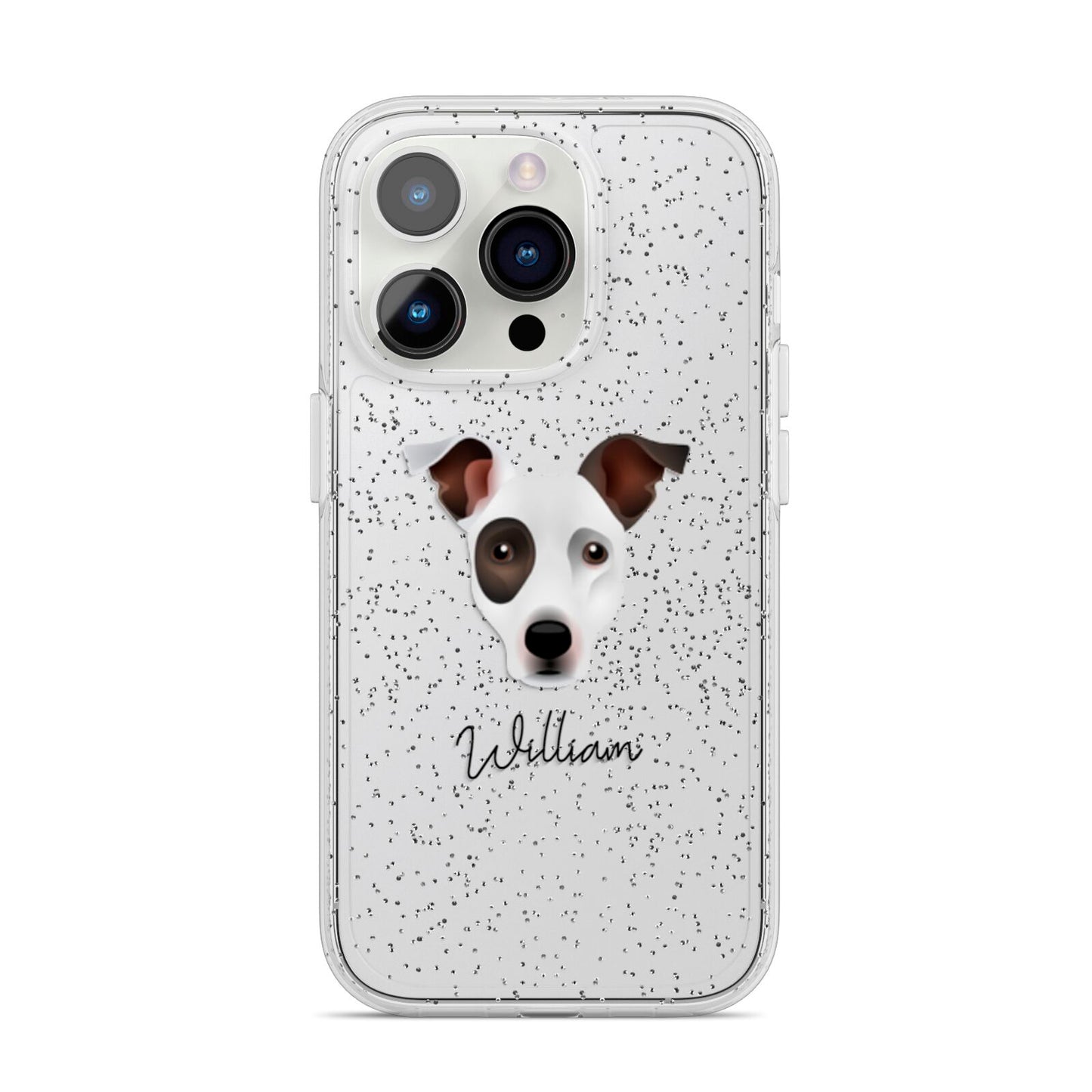 Staffy Jack Personalised iPhone 14 Pro Glitter Tough Case Silver