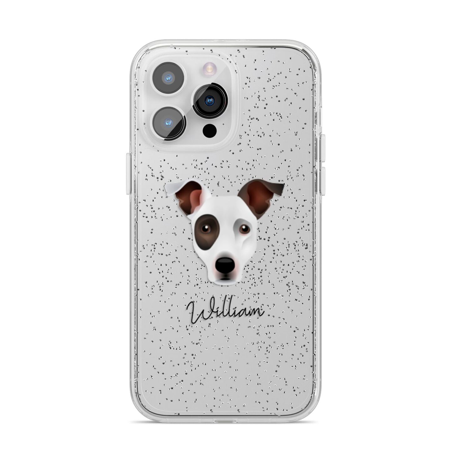 Staffy Jack Personalised iPhone 14 Pro Max Glitter Tough Case Silver