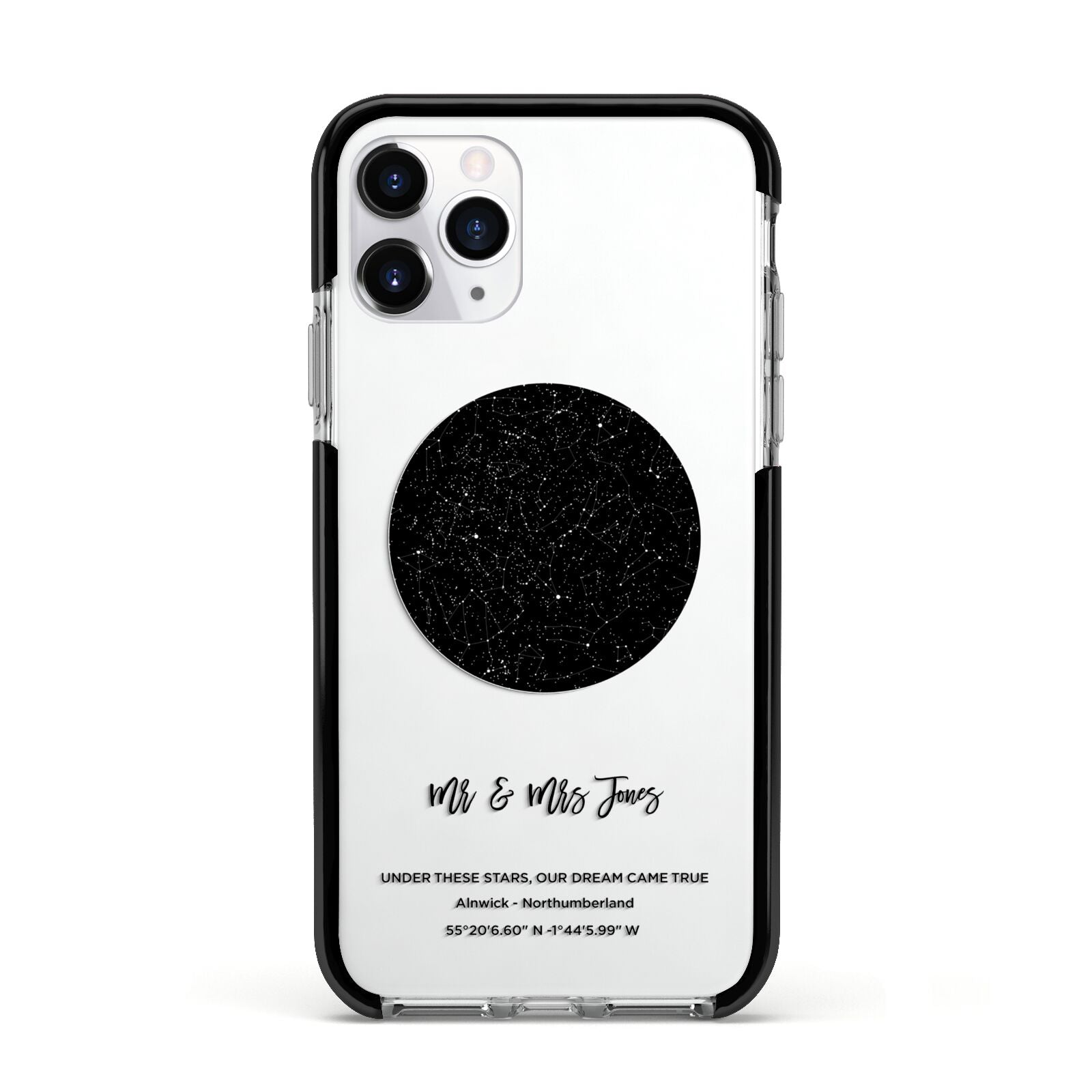 Star Map Apple iPhone 11 Pro in Silver with Black Impact Case